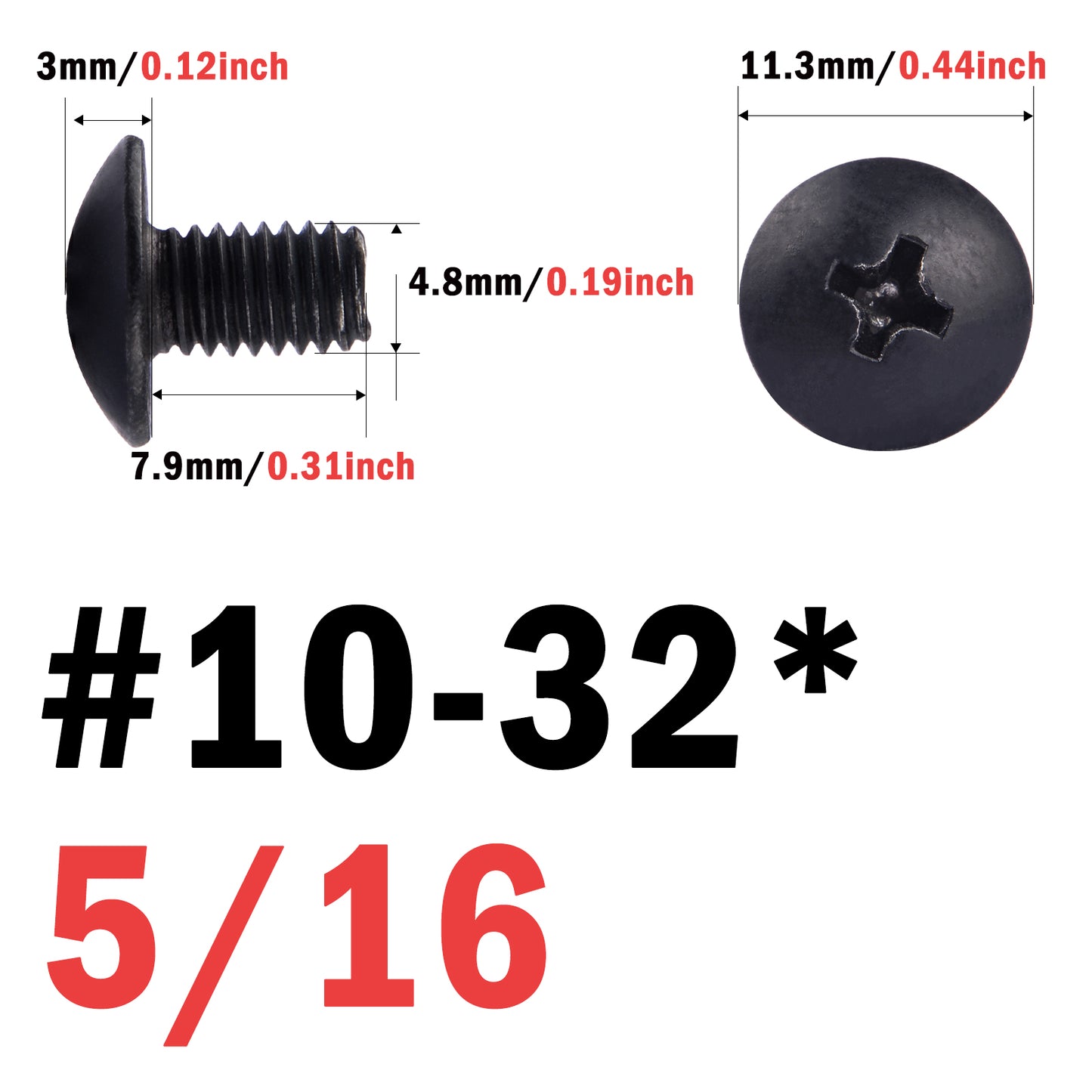 DeskPi RackMate Accessories #10-32 5/16 Black Screws for 10 Inch Server Cabinets