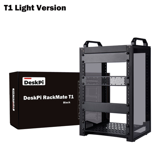DeskPi RackMate T1 Light Version, 10 Inch Black 8U Server Cabinet for Network, Servers, Audio and Video Equipment