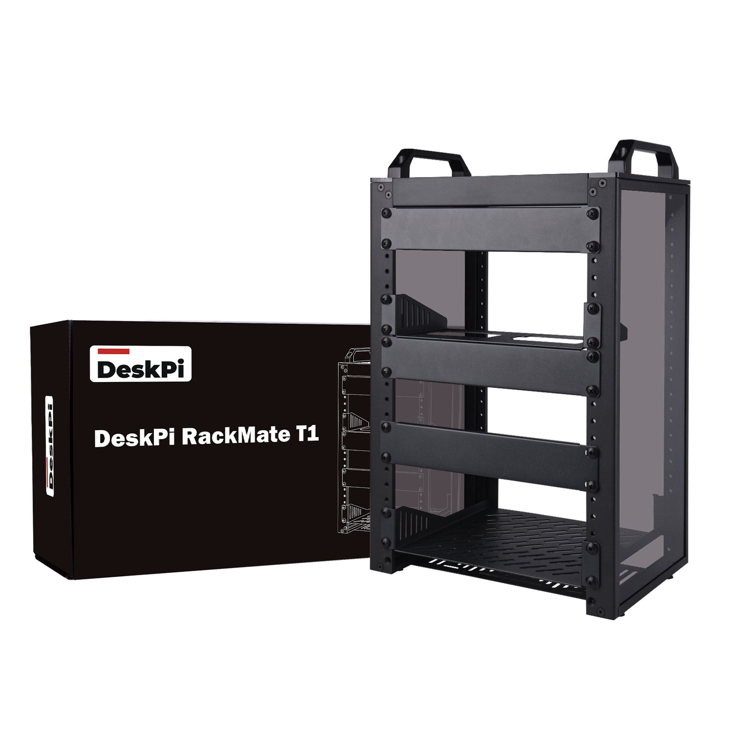 DeskPi RackMate T1-Black Rackmount, 10 Inch 8U Server Cabinet for Network, Servers, Audio and Video Equipment