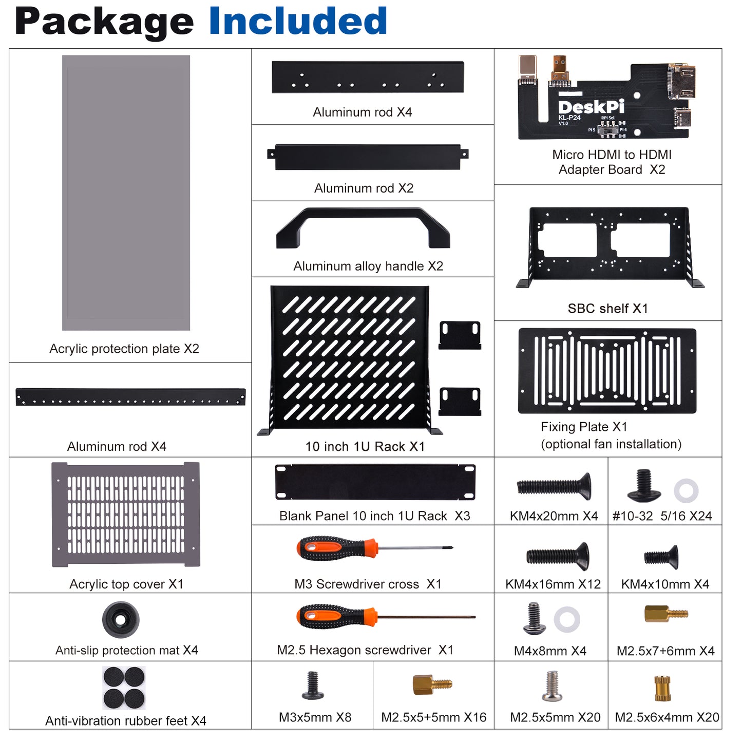 DeskPi RackMate T1-Black Rackmount, 10 Inch 8U Server Cabinet for Network, Servers, Audio and Video Equipment