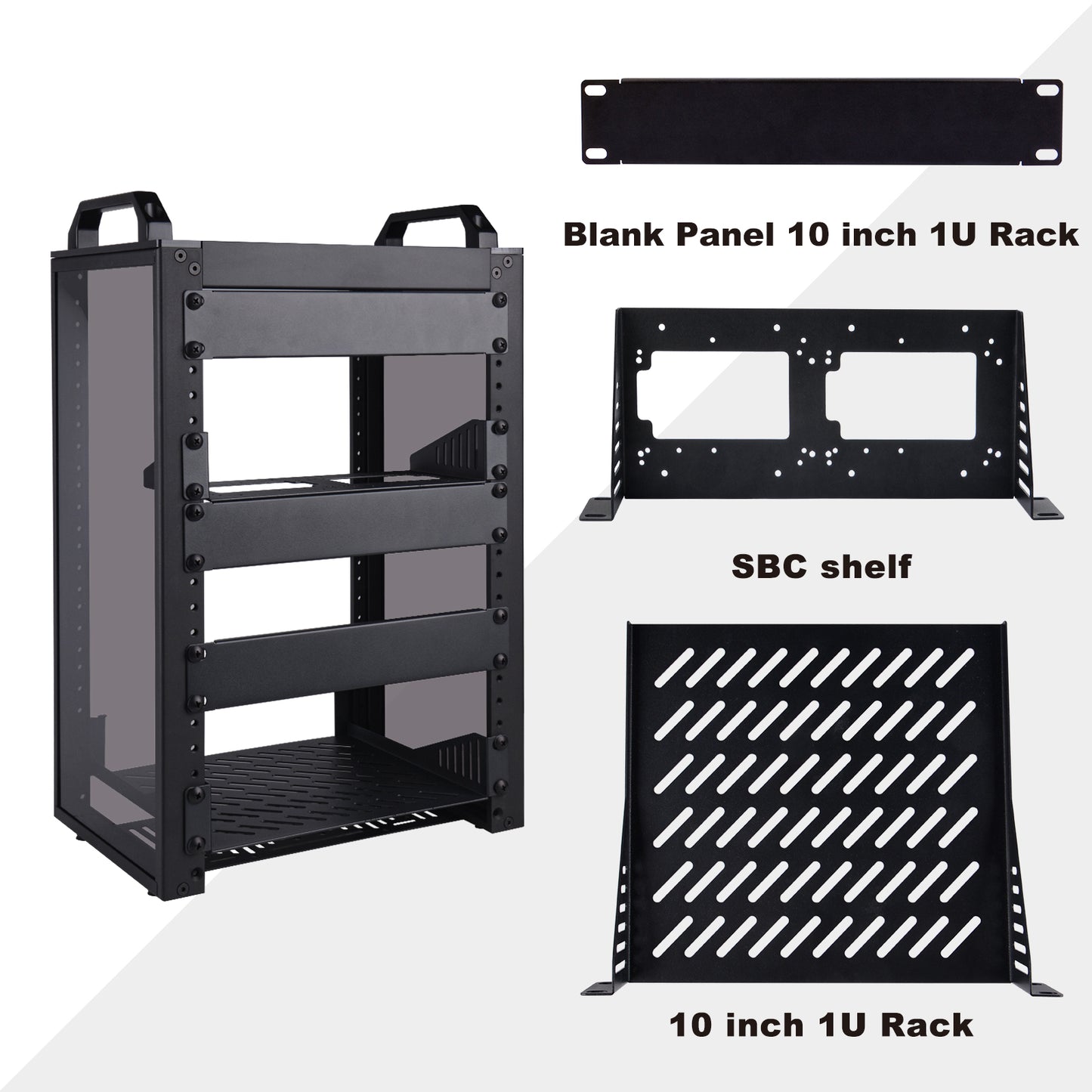 DeskPi RackMate T1-Black Rackmount, 10 Inch 8U Server Cabinet for Network, Servers, Audio and Video Equipment