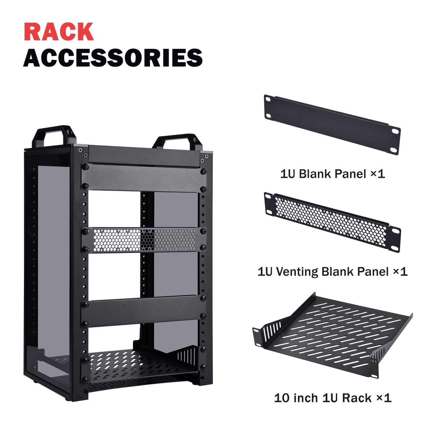 DeskPi RackMate T1 Light Version, 10 Inch Black 8U Server Cabinet for Network, Servers, Audio and Video Equipment