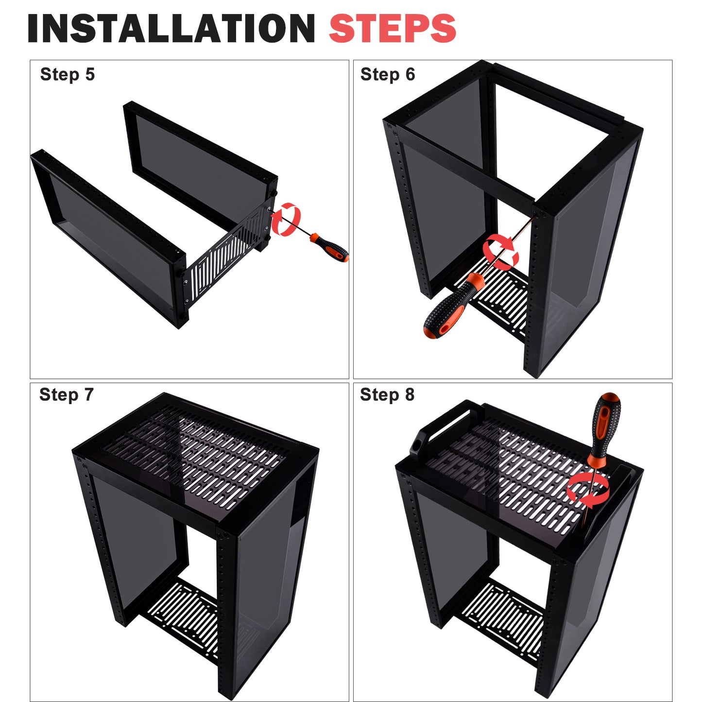 DeskPi RackMate T1 Light Version, 10 Inch Black 8U Server Cabinet for Network, Servers, Audio and Video Equipment