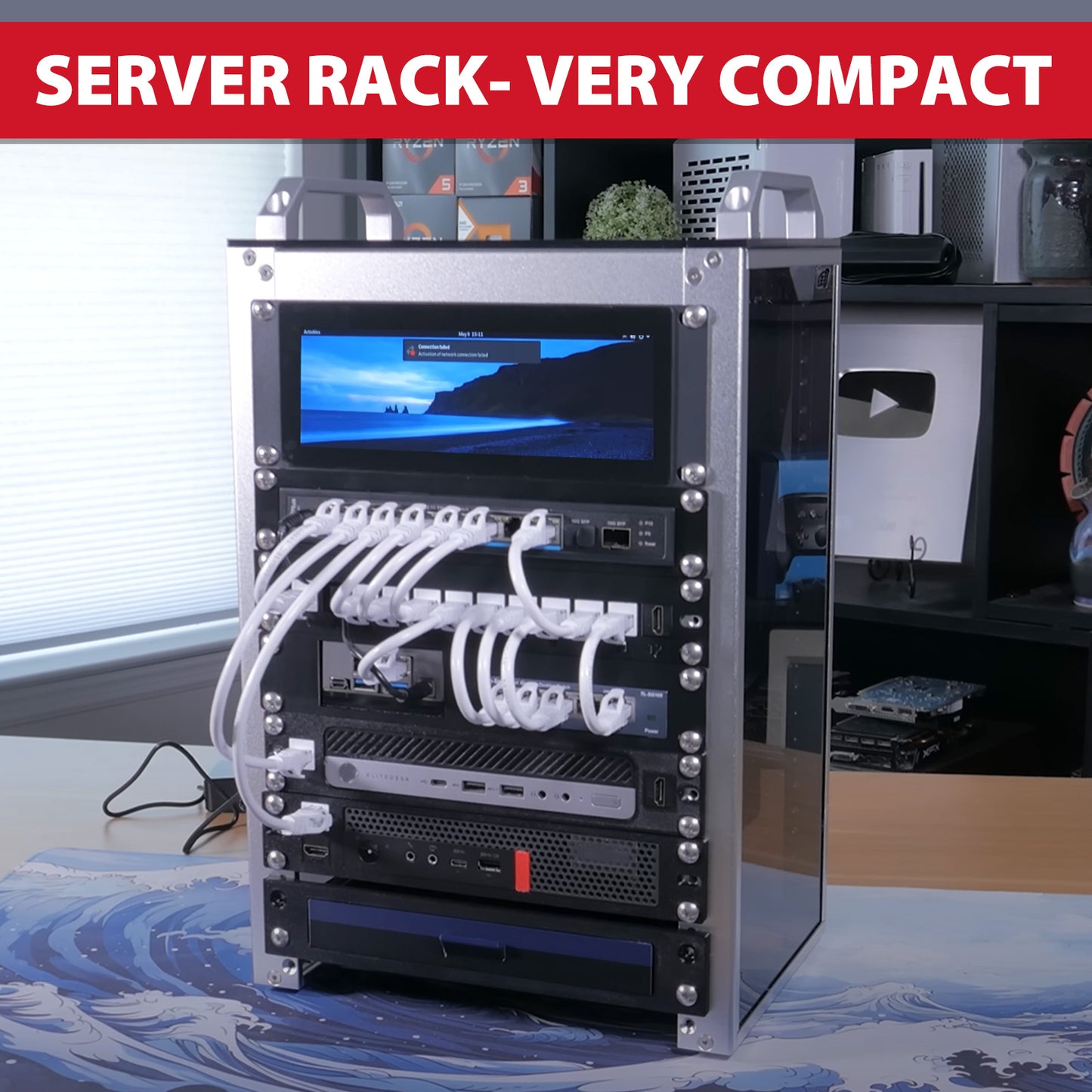 DeskPi RackMate T1 Rackmount, 10 Inch 8U Server Cabinet for Network, Servers, Audio, and Video Equipment