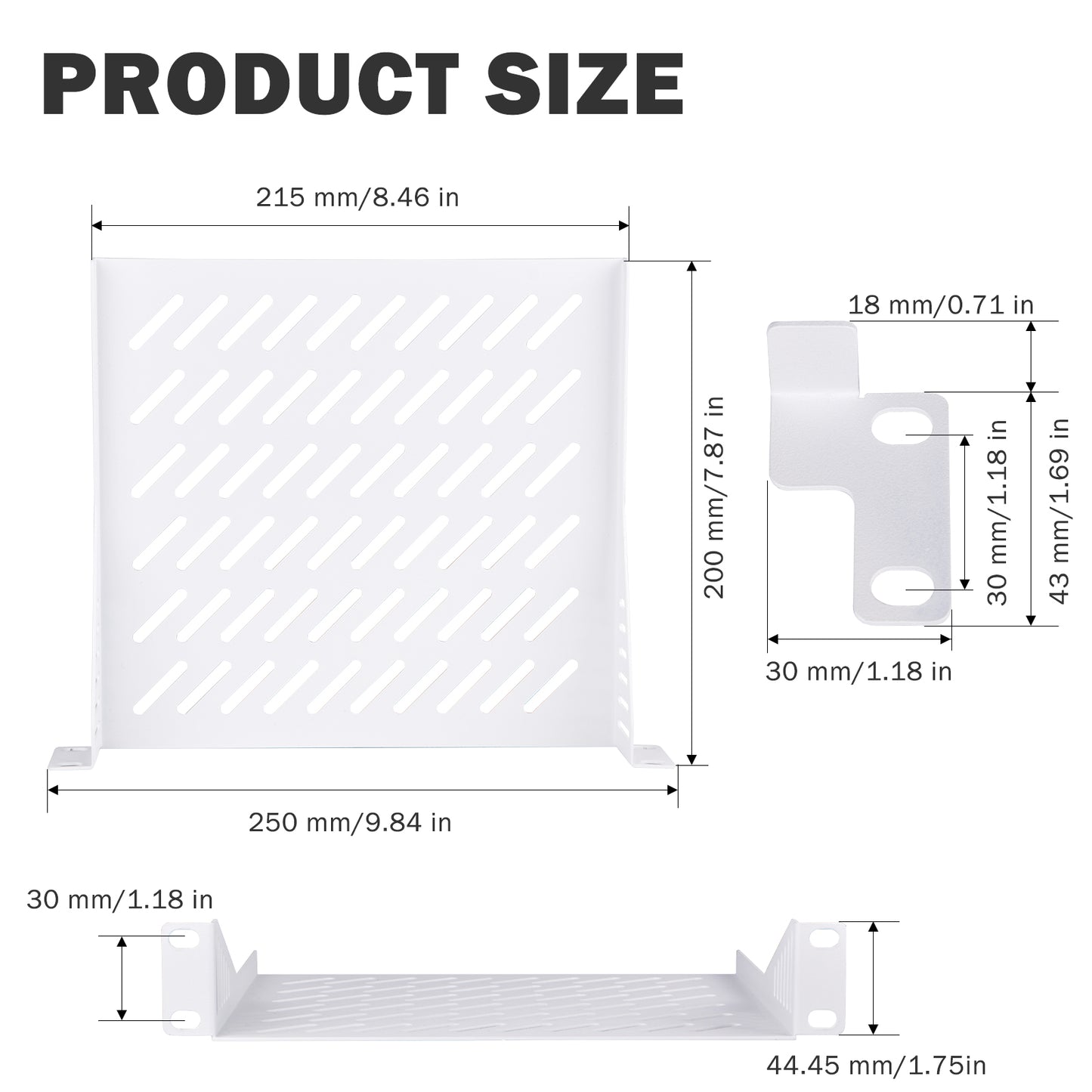 DeskPi Rackmate 1U Rack Shelf, White 10 inch Vented Rack Mount Cantilever Tray for T0/T1 Server Cabinets