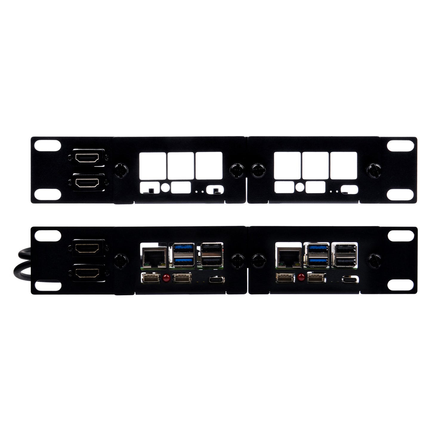 DeskPi Rackmate 10-inch 1U Rack Mount with 2 PCIE NVME Boards for Raspberry Pi 5, Supports M.2 NVMe SSDs