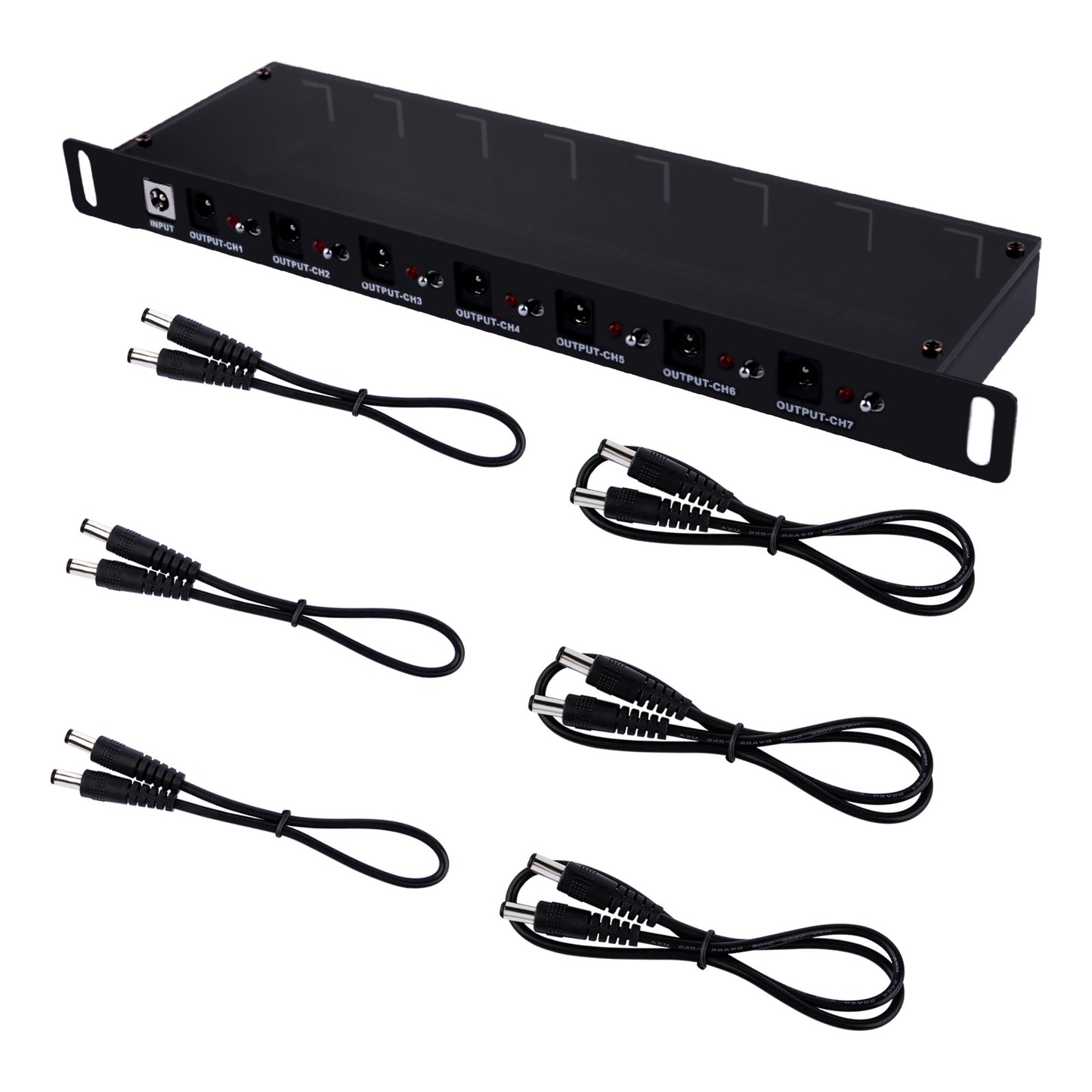 DeskPi DC PDU Lite 7-CH 0.5U for DeskPi Rackmate, 7 Outlets Rack-Mount Power Distribution Unit for 10 Inch Server Cabinet