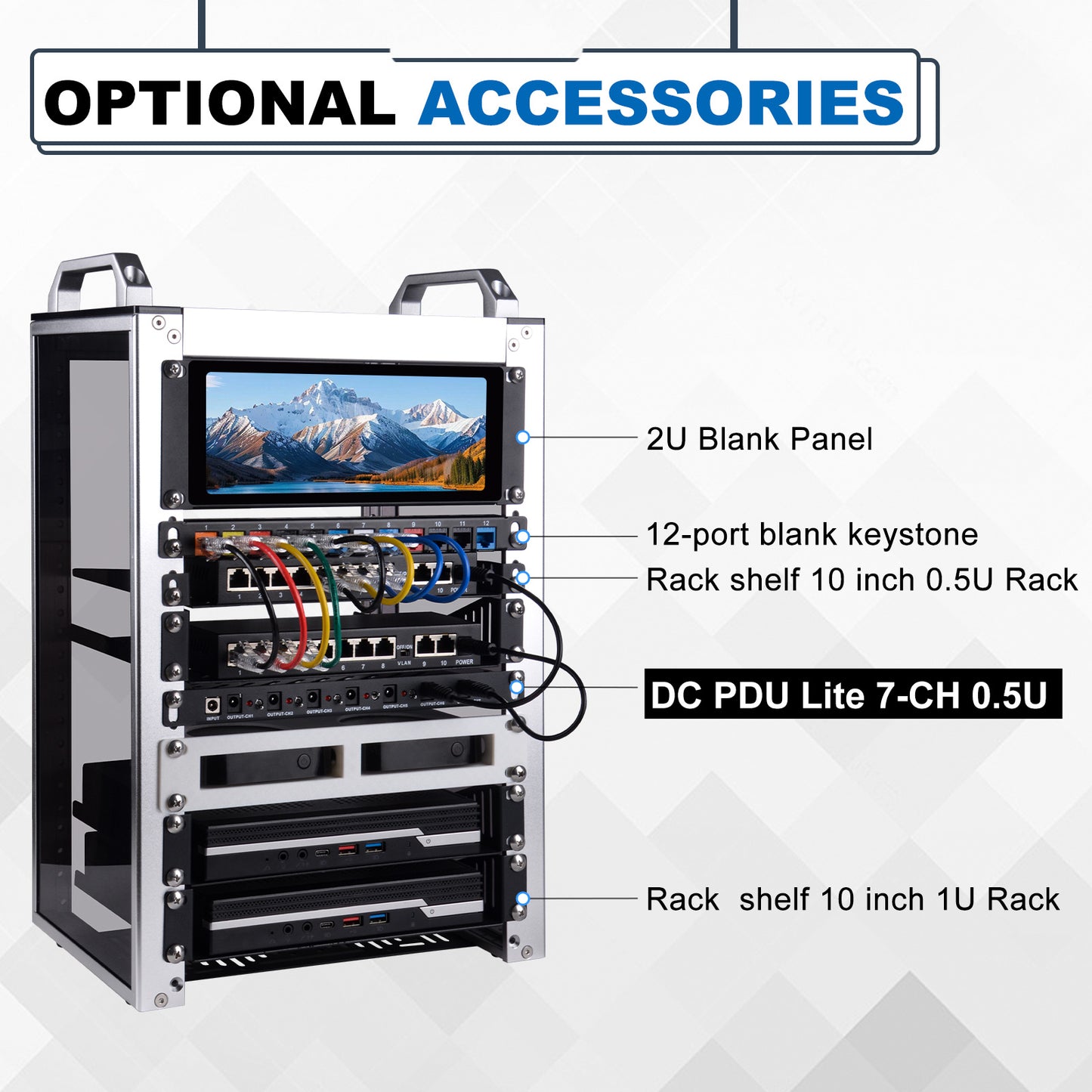 DeskPi DC PDU Lite 7-CH 0.5U for DeskPi Rackmate, 7 Outlets Rack-Mount Power Distribution Unit for 10 Inch Server Cabinet