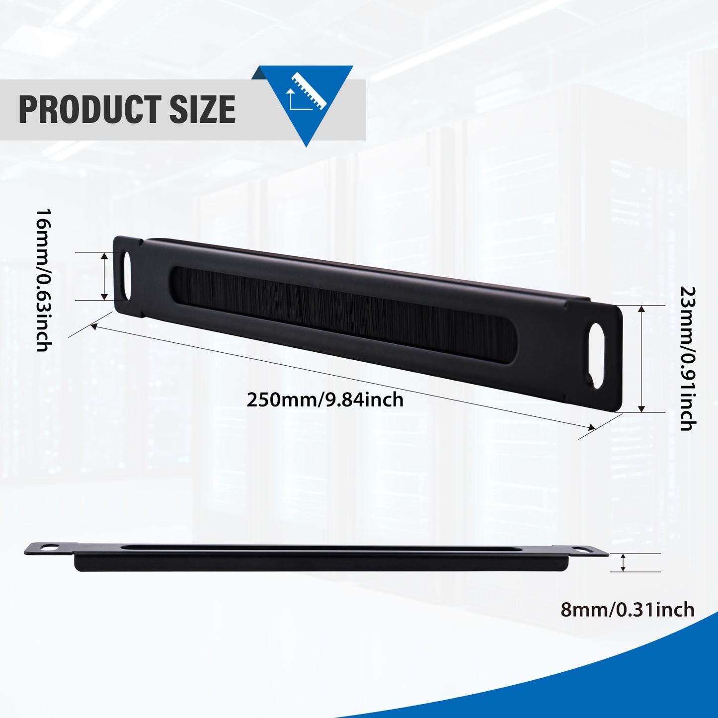 DeskPi 10 inch 0.5U Rack Cable Entry Panel with Brush Strip