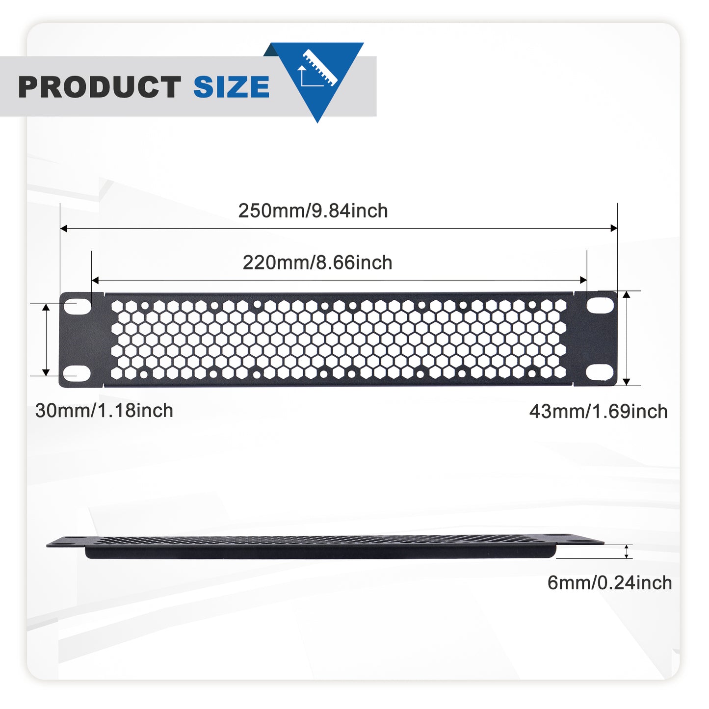 DeskPi Rackmate 1U Venting Blank Panel Metal Rack Mount for 10 Inch Server Rack / Network Cabinet