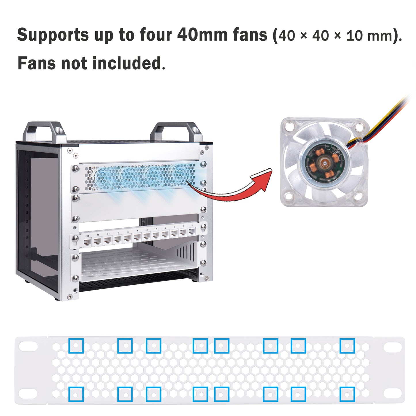 DeskPi Rackmate 1U Venting Blank Panel, White 10 inch Metal Rack Mount for T0/T1/T2 Server Cabinets
