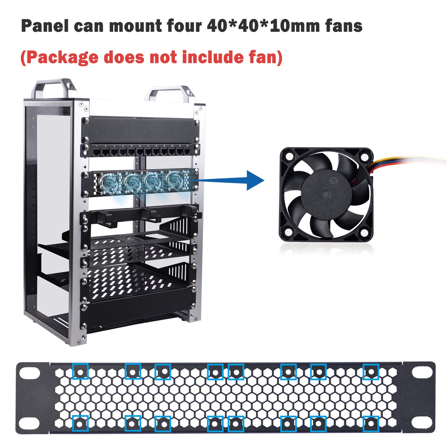 DeskPi Rackmate 1U Venting Blank Panel Metal Rack Mount for 10 Inch Server Rack / Network Cabinet