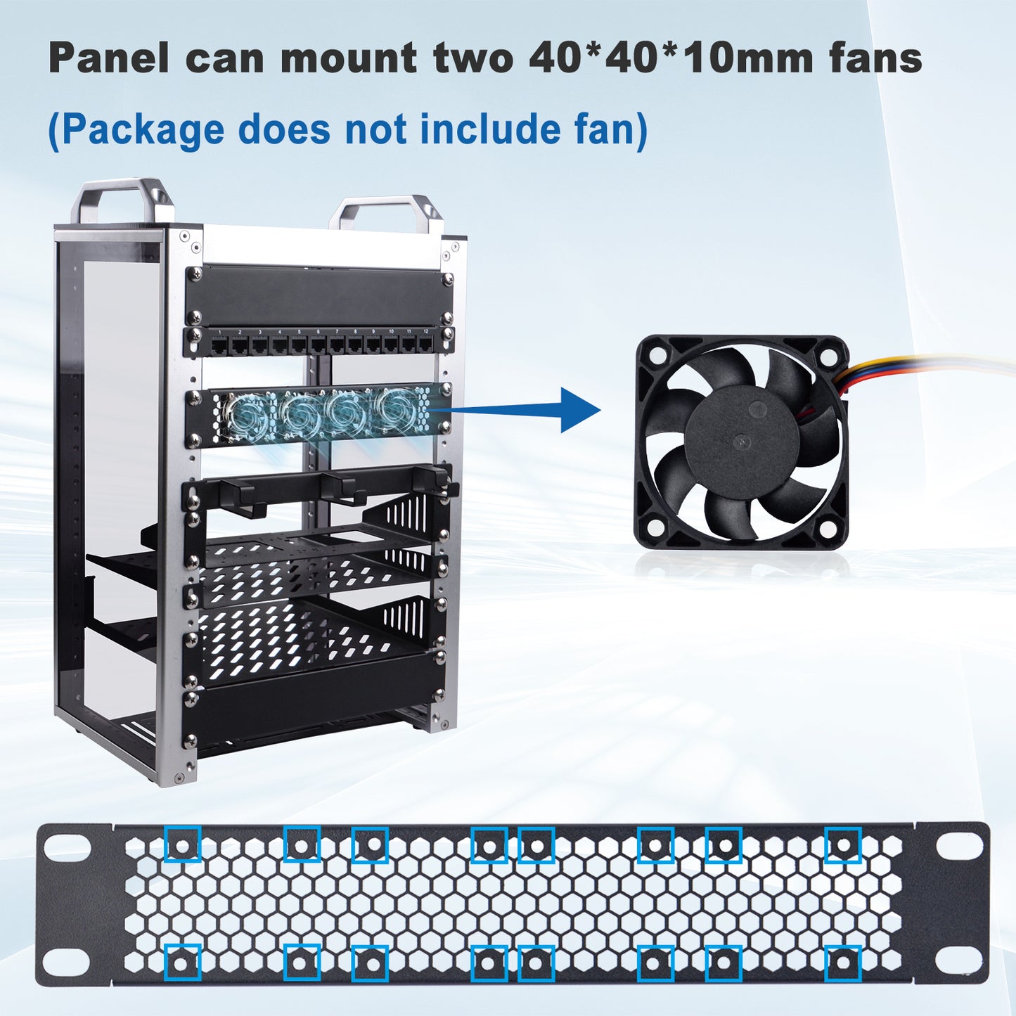 DeskPi Rackmate 1U Venting Blank Panel Metal Rack Mount for 10 Inch Server Rack/Network Cabinet