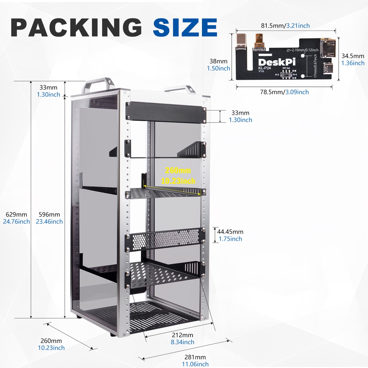 DeskPi RackMate T2 Rackmount, 12U Server Cabinet for Network, Servers, Audio, and Video Equipment