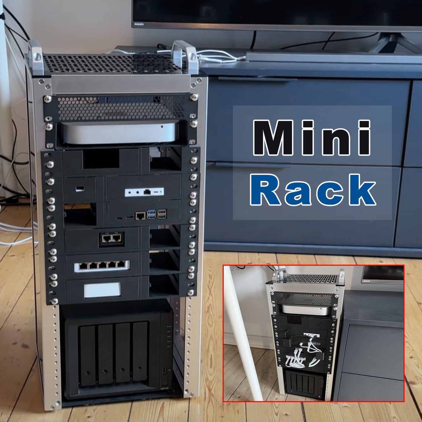 DeskPi RackMate T2 Rackmount, 12U Server Cabinet for Network, Servers, Audio, and Video Equipment