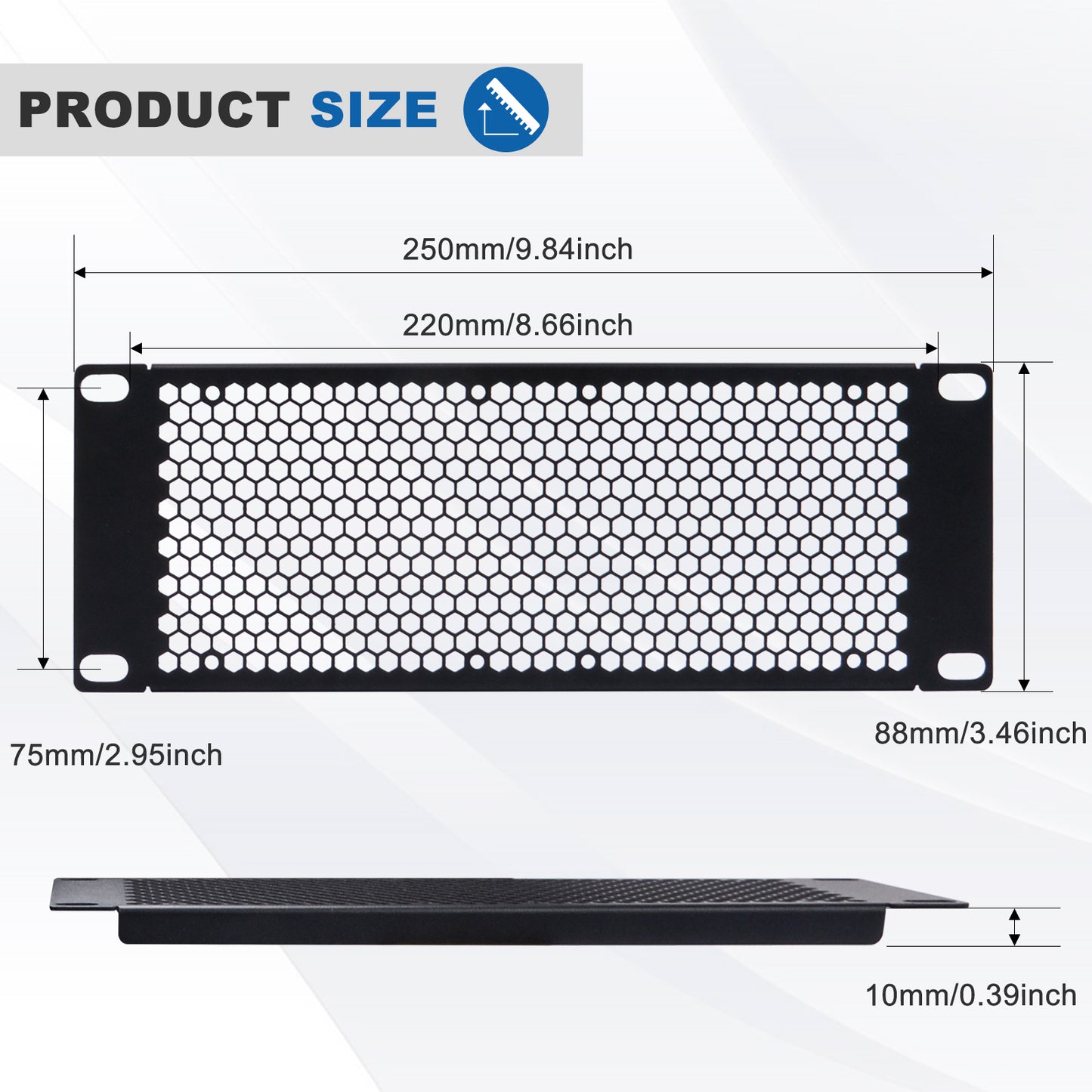 DeskPi Rackmate Accessories 10 inch 2U Rack Venting Blank Panel for T0/T1/T2 Server Rack/Network Cabinet