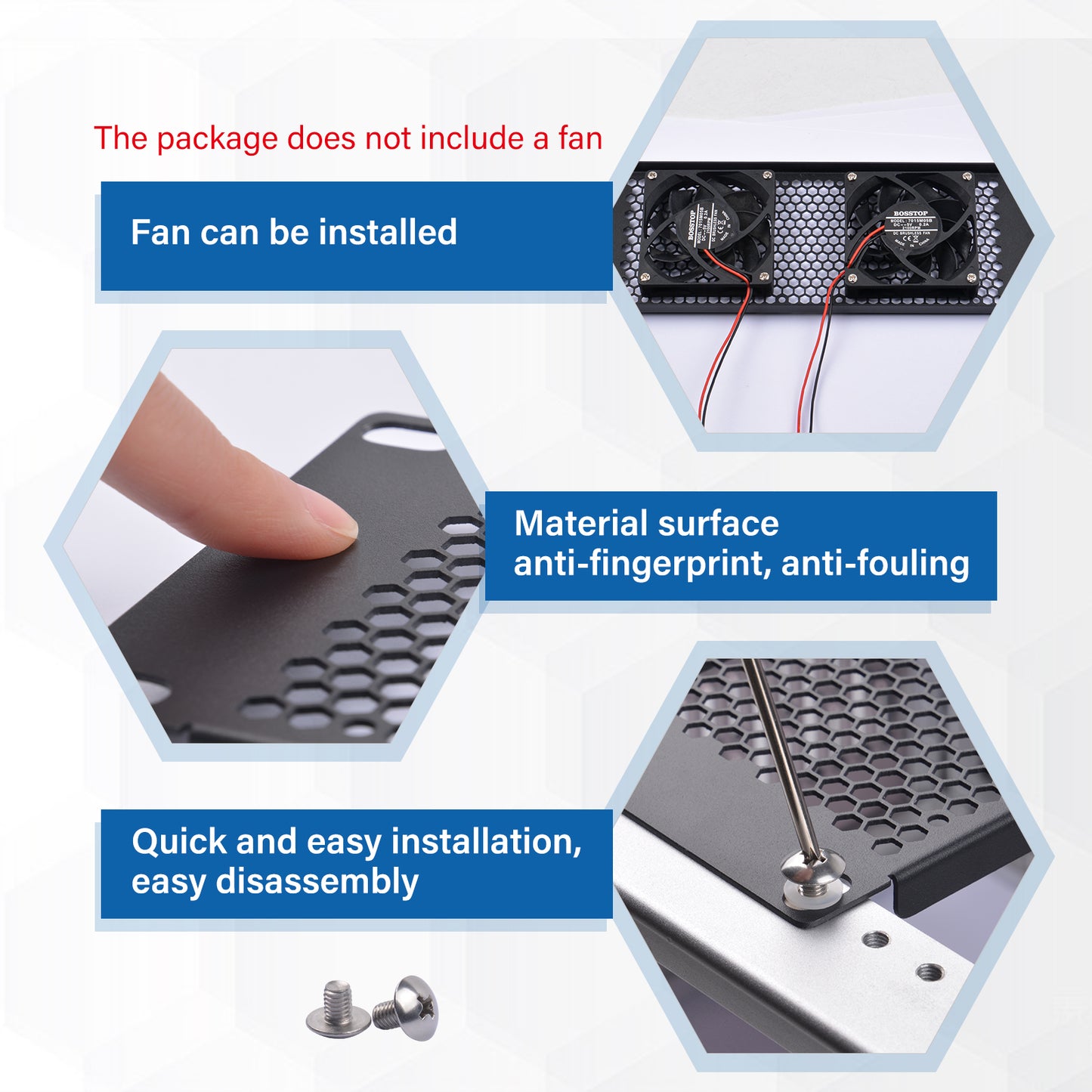 DeskPi Rackmate Accessories 10 inch 2U Rack Venting Blank Panel for T0/T1/T2 Server Rack/Network Cabinet