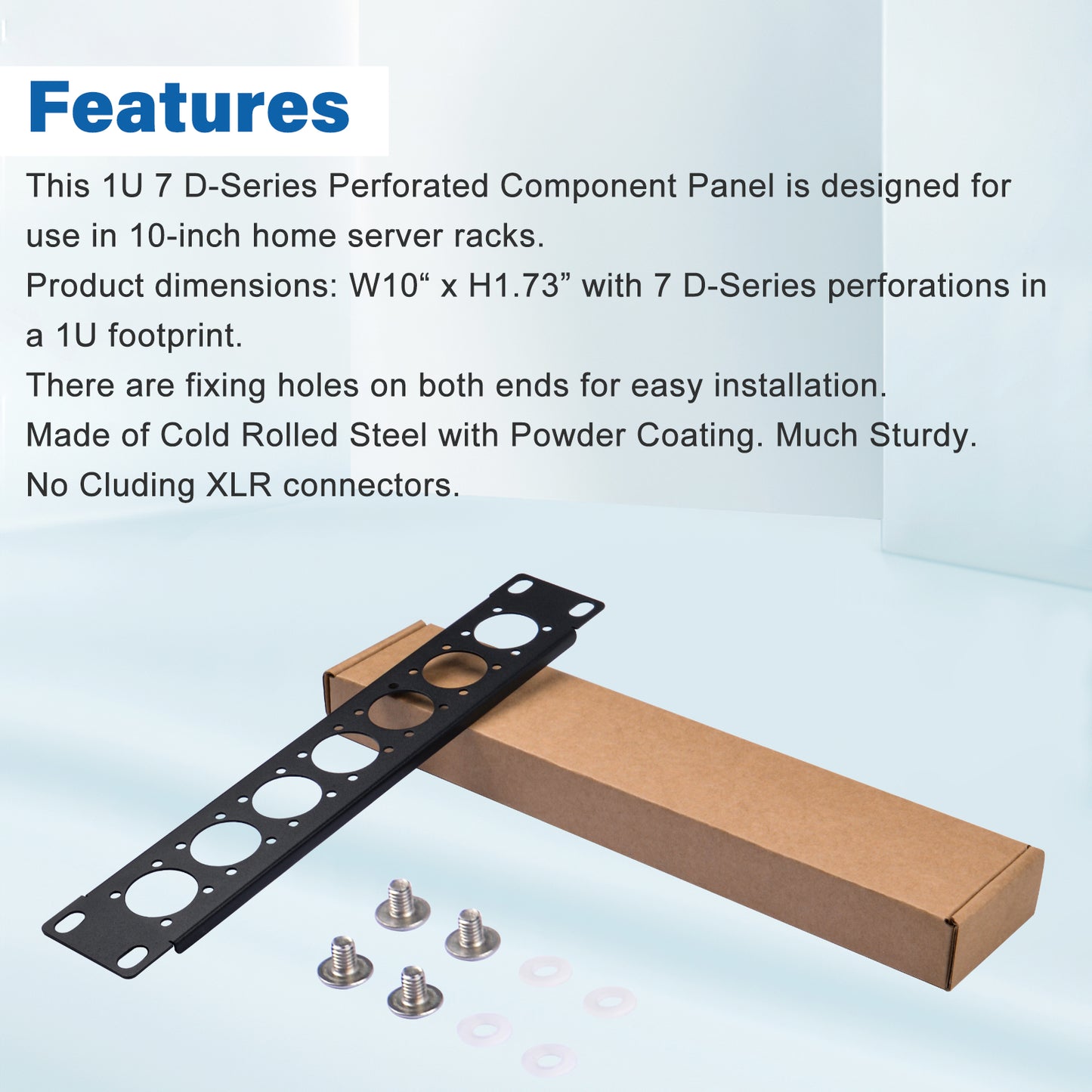DeskPi Rackmate Accessories 10 inch 1U D-type Patch Panel Rack Mount 7D Rackmate XLR HDMI AV RJ45