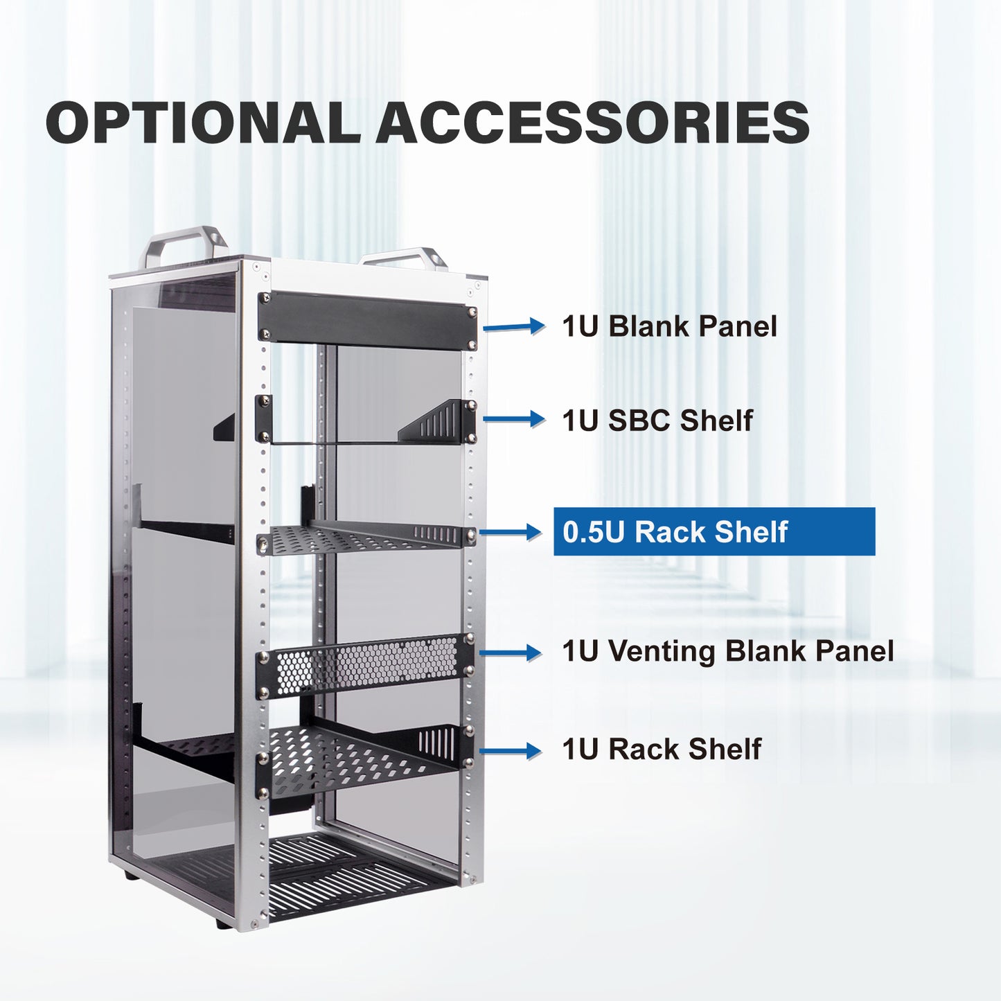 DeskPi RackMate T2 Accessories 0.5U Rack Shelf for T2 Server Rack/ Network Cabinet