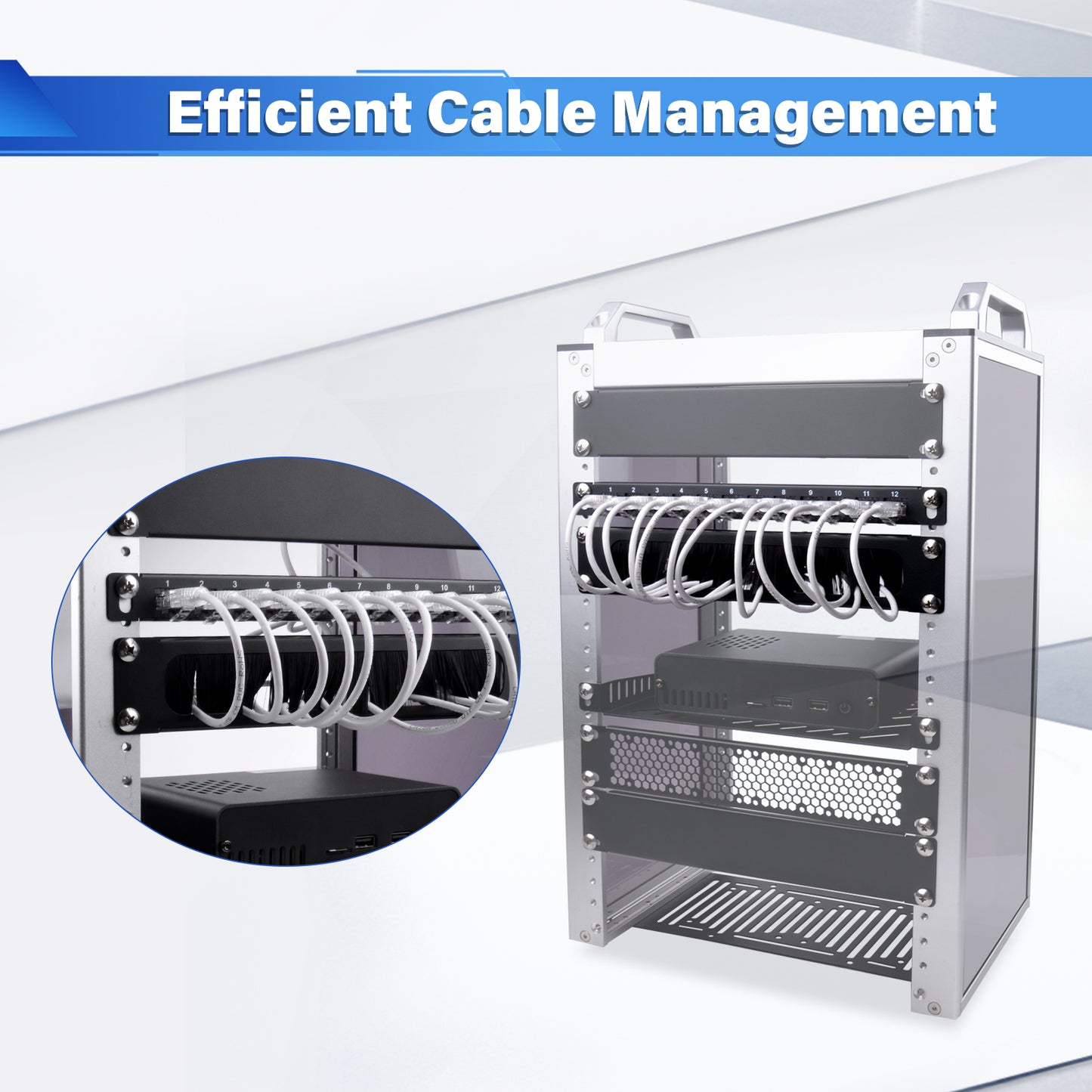 DeskPi RackMate Accessories 1U Rack Cable Entry Panel with Brush Strip for T0/T1/T2 Server Cabinet