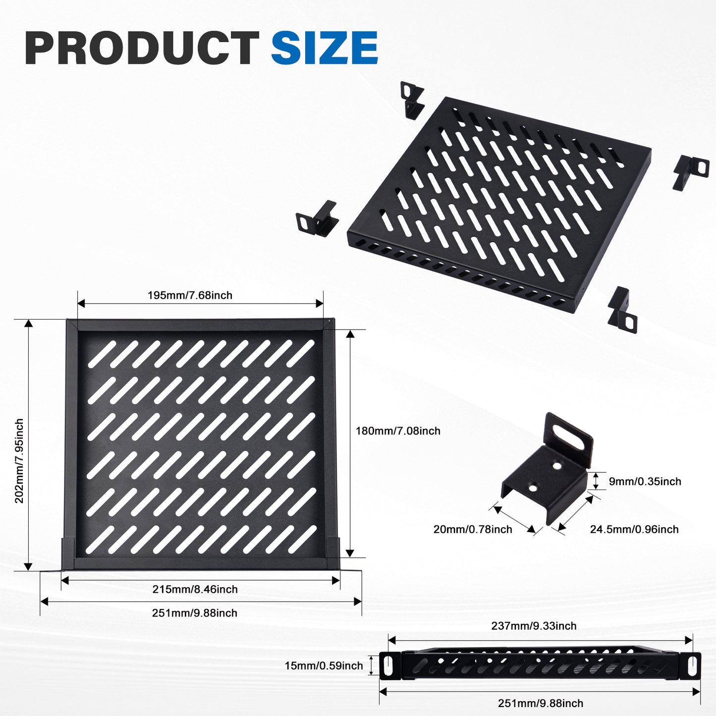 DeskPi RackMate 10-inch 0.5U Heavy Duty Rack Shelf for T0/T1 Server Cabinet