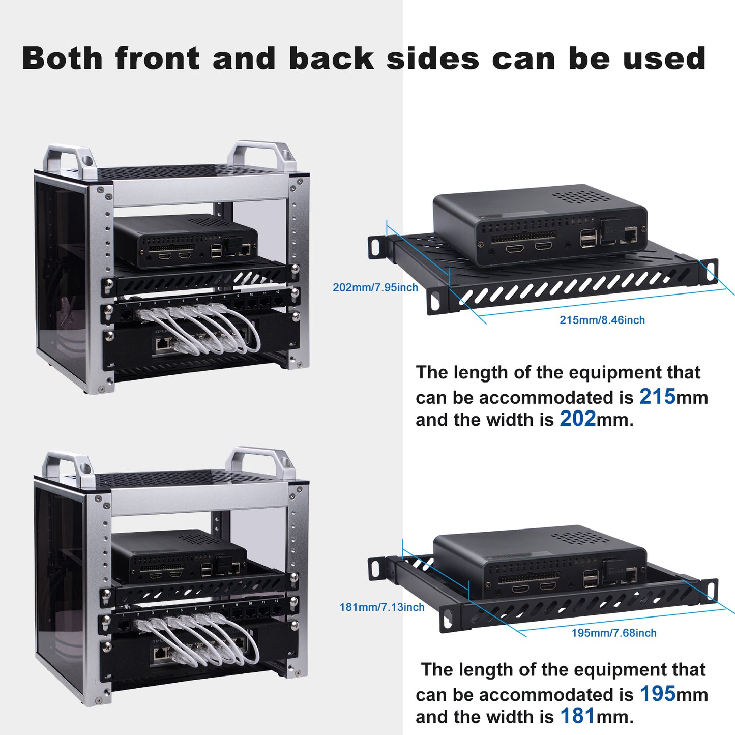 DeskPi RackMate 10-inch 0.5U Heavy Duty Rack Shelf for T0/T1 Server Cabinet