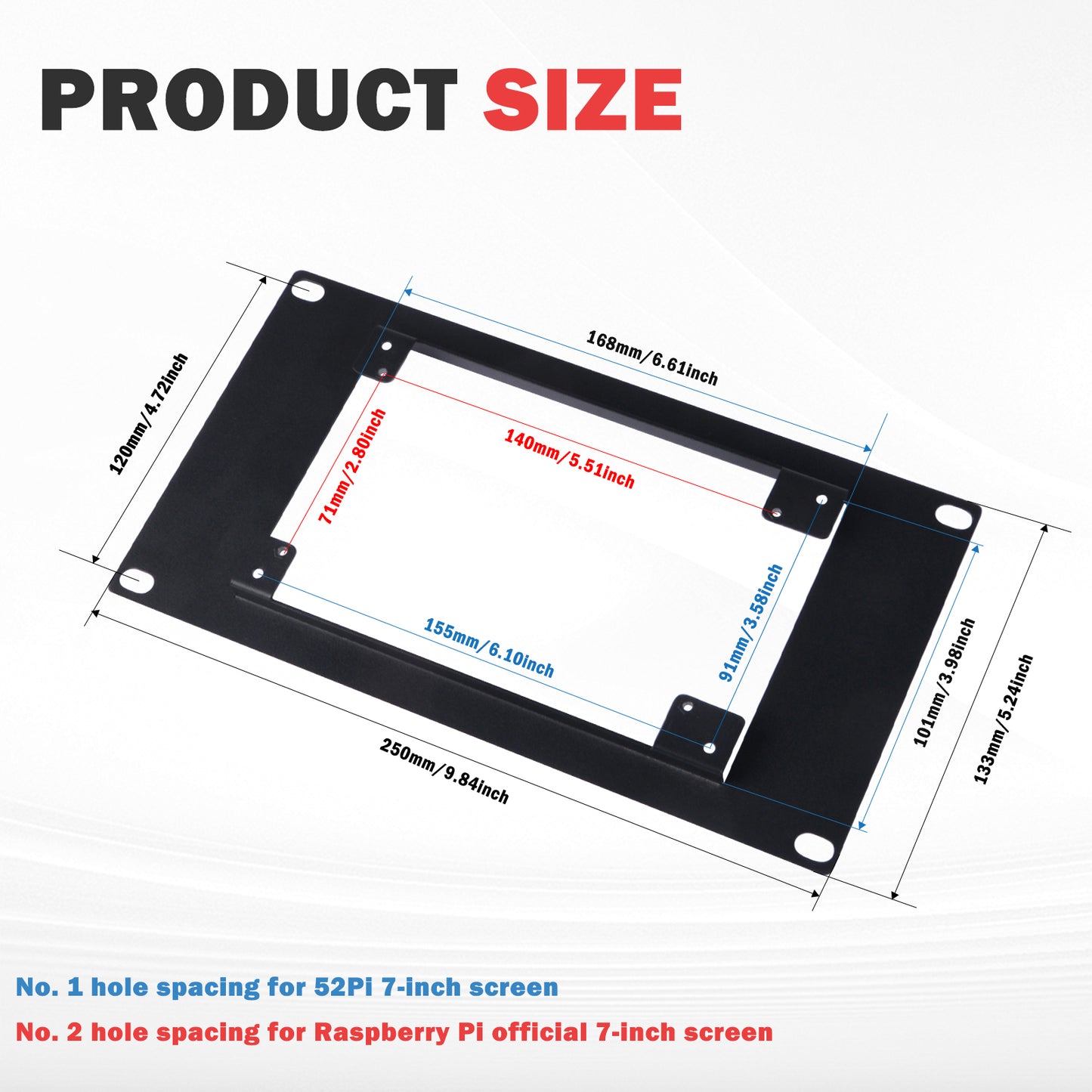DeskPi RackMate Accessories 7 Inch LCD Monitor Mounting Panel for 10-inch Server Cabinets