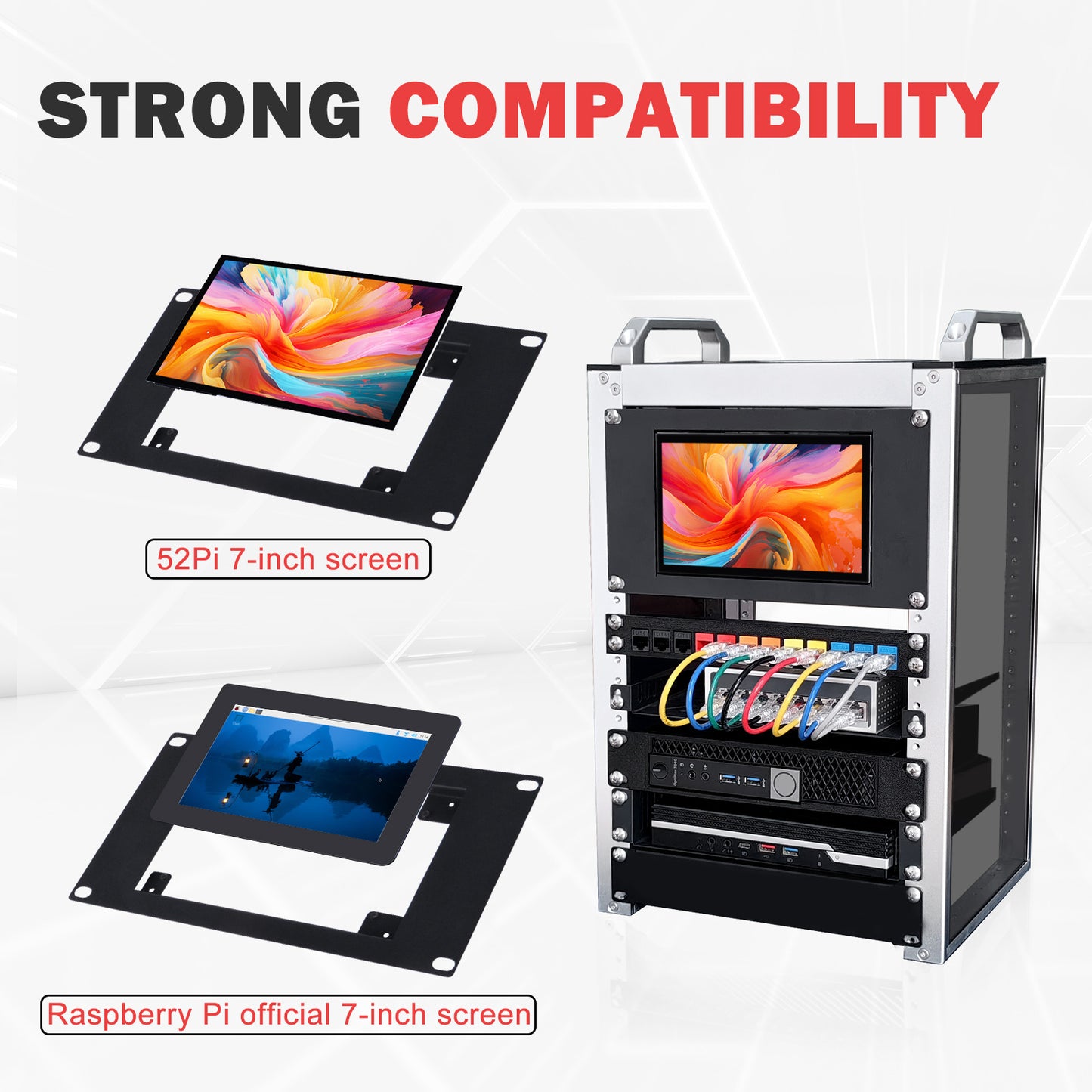 DeskPi RackMate Accessories 7 Inch LCD Monitor Mounting Panel for 10-inch Server Cabinets