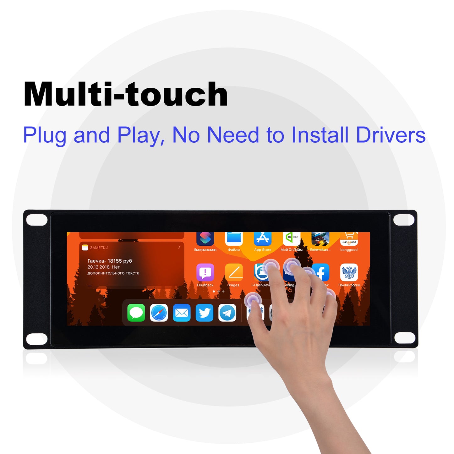 DeskPi 7.84-inch Touch Screen 1280X400 TFT LCD Display for 10 inch 2U Rack Rackmate, Supports Installation of T0/T1/T2