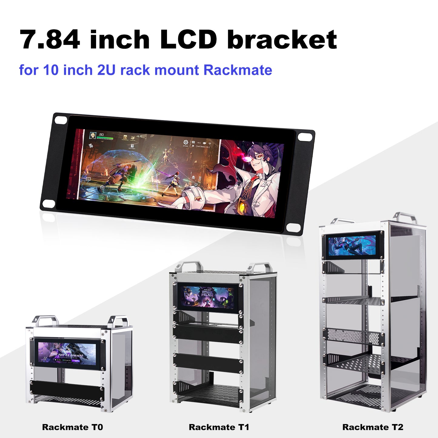 DeskPi 7.84-inch Touch Screen 1280X400 TFT LCD Display for 10 inch 2U Rack Rackmate, Supports Installation of T0/T1/T2