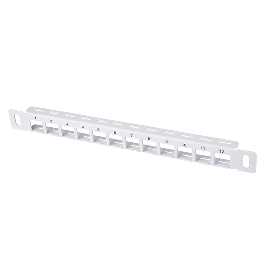 DeskPi Rackmate 12 Port Blank Keystone Patch Panel, White 10 inch 0.5U Cable Management Rack for T0/T1/T2 Server Cabinets