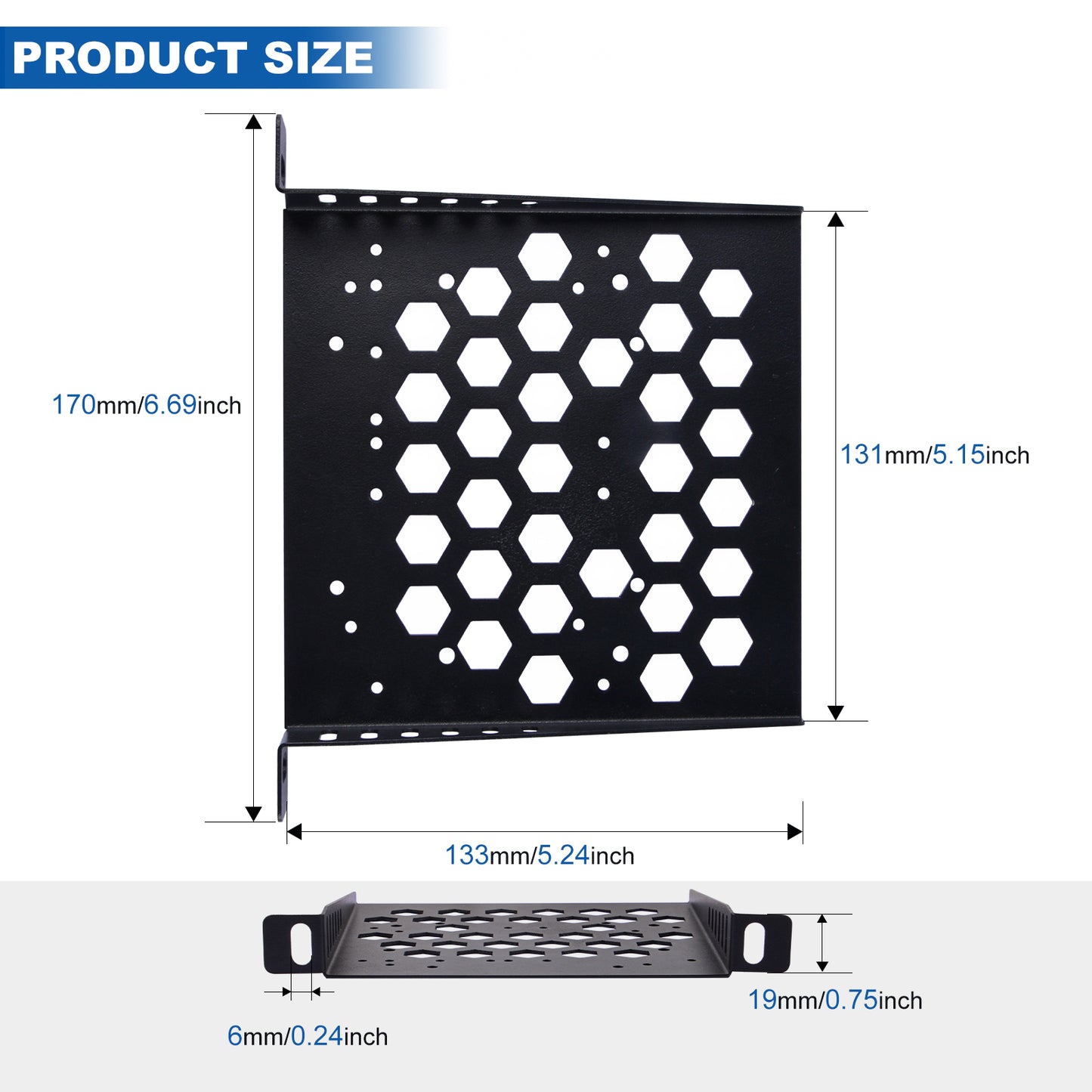DeskPi RackMate Accessories 7-inch 0.5U Rack Shelf for TT Server Rack/Network Cabinet