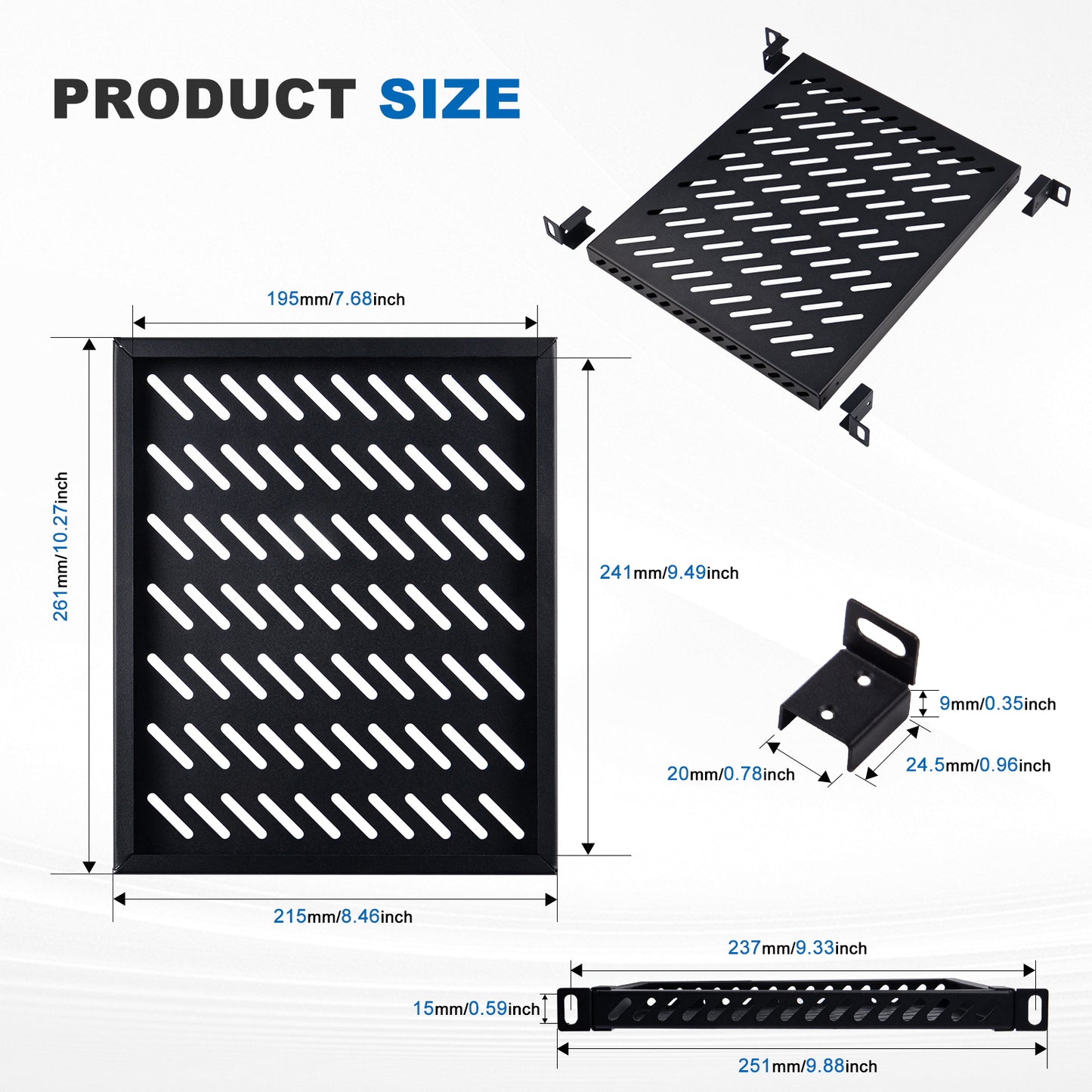 DeskPi RackMate Accessories 10-inch 0.5U Heavy Duty Rack Shelf for T2 Server Cabinet