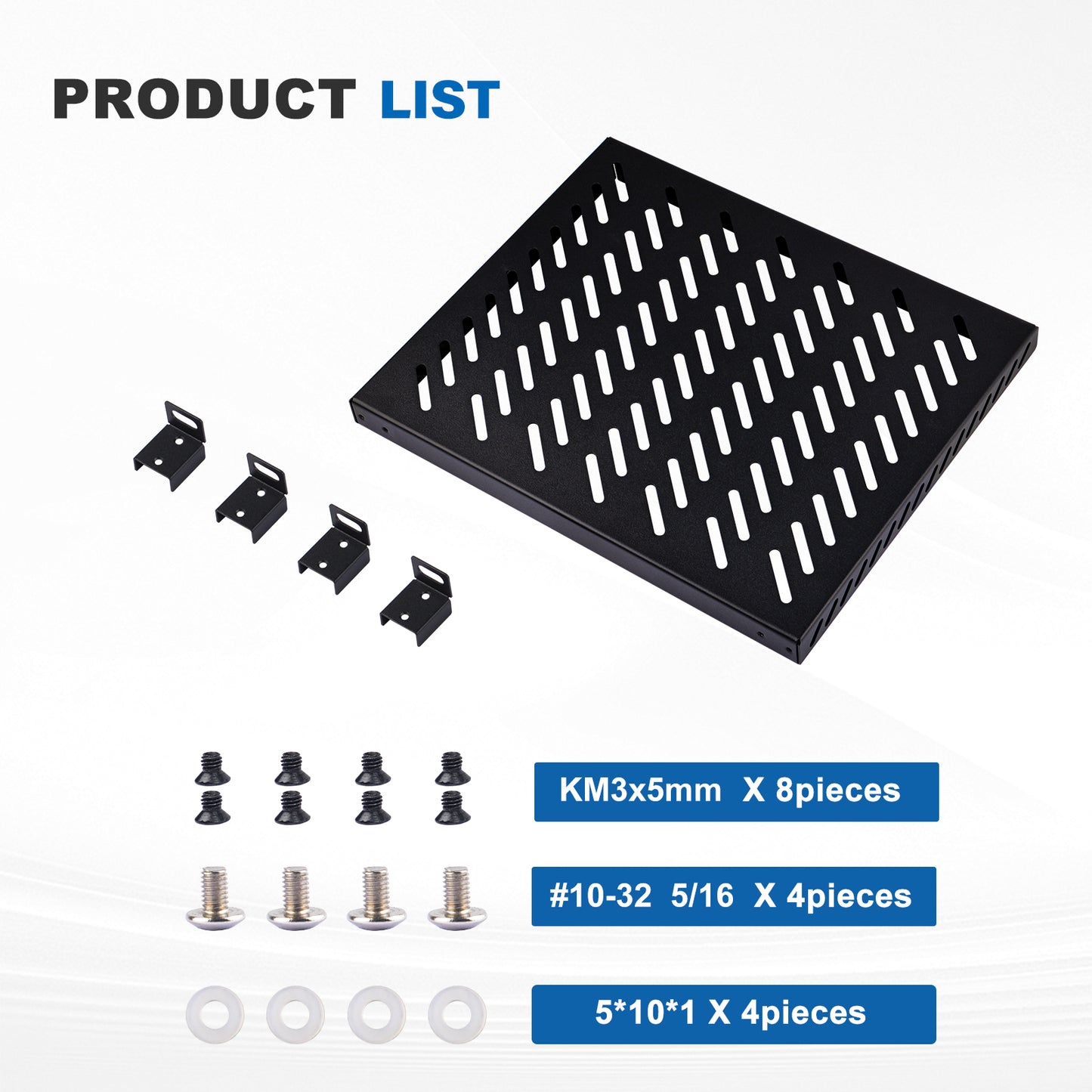 DeskPi RackMate Accessories 10-inch 0.5U Heavy Duty Rack Shelf for T2 Server Cabinet