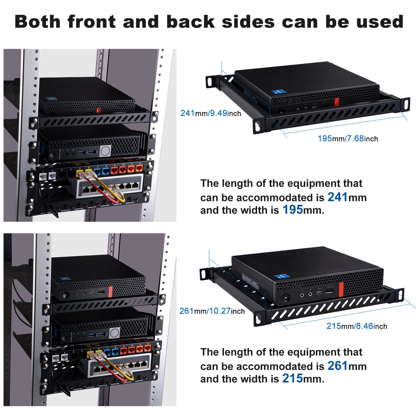 DeskPi RackMate Accessories 10-inch 0.5U Heavy Duty Rack Shelf for T2 Server Cabinet