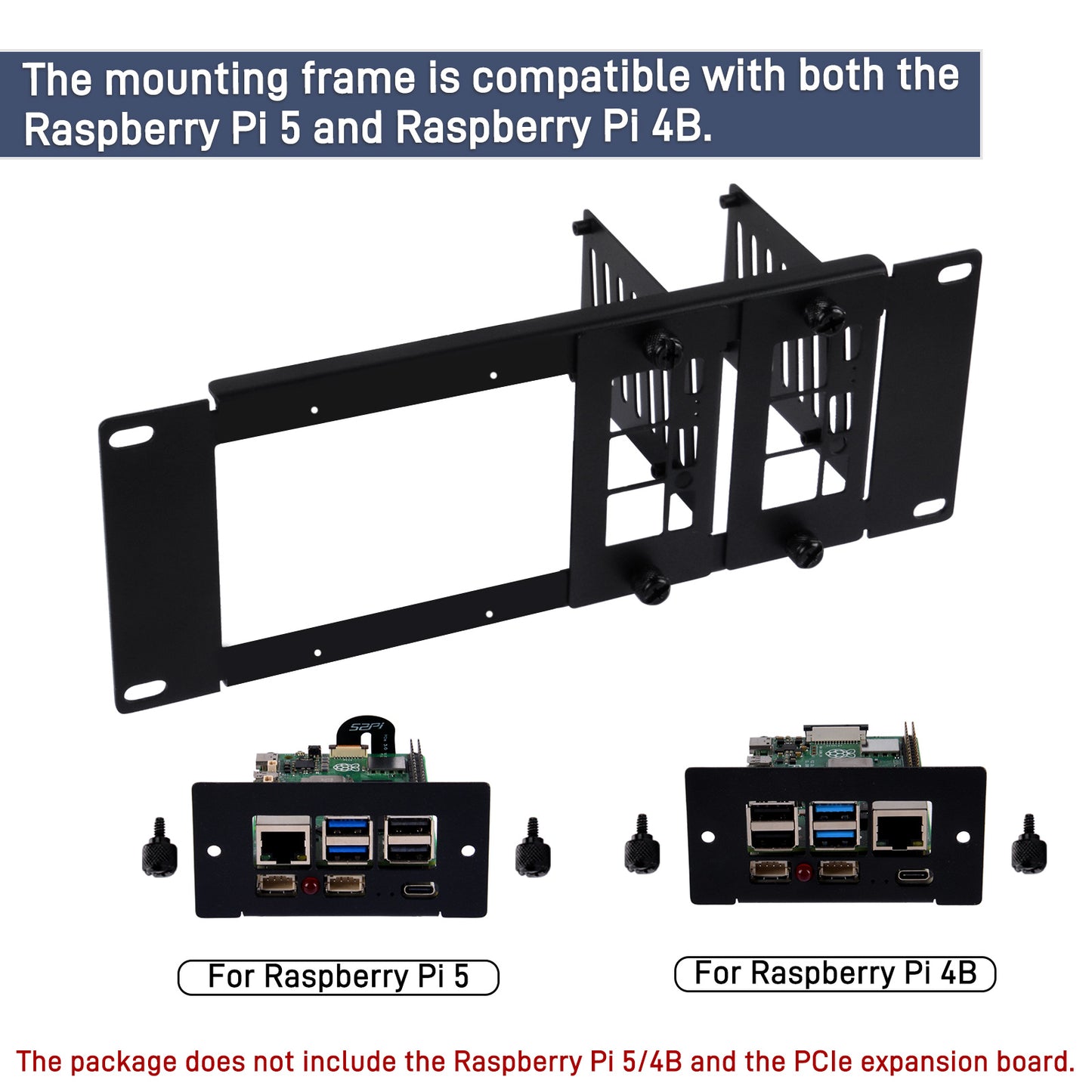 DeskPi Rackmate Accessories 10 inch 2U Rackmount for Raspberry Pi5/4B, supports Installation of T0/T1/T2