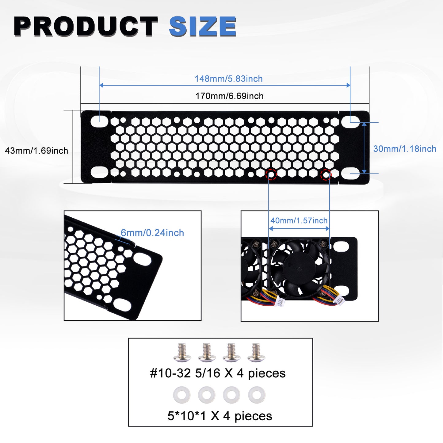 DeskPi RackMate Accessories 7-Inch 1U Venting Blank Panel for TT Server Rack/Network Cabinet