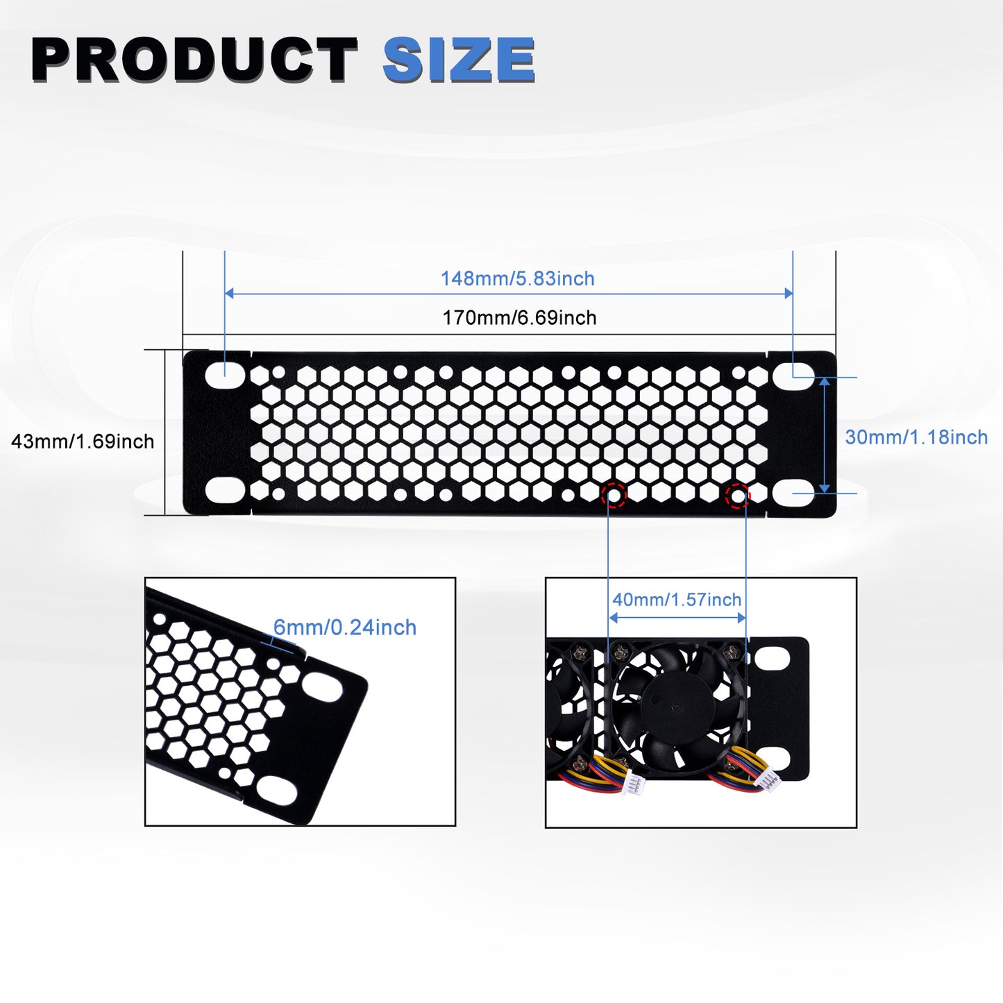 DeskPi RackMate Accessories 7-Inch 1U Venting Blank Panel for TT Server Rack/Network Cabinet