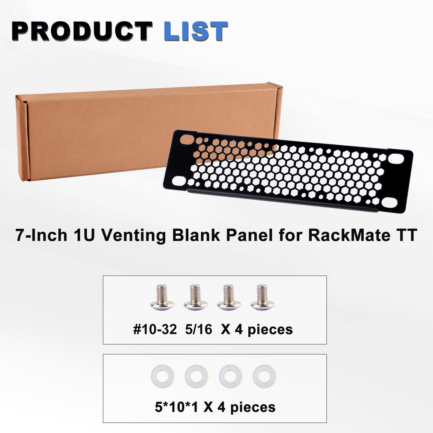 DeskPi RackMate Accessories 7-Inch 1U Venting Blank Panel for TT Server Rack/Network Cabinet
