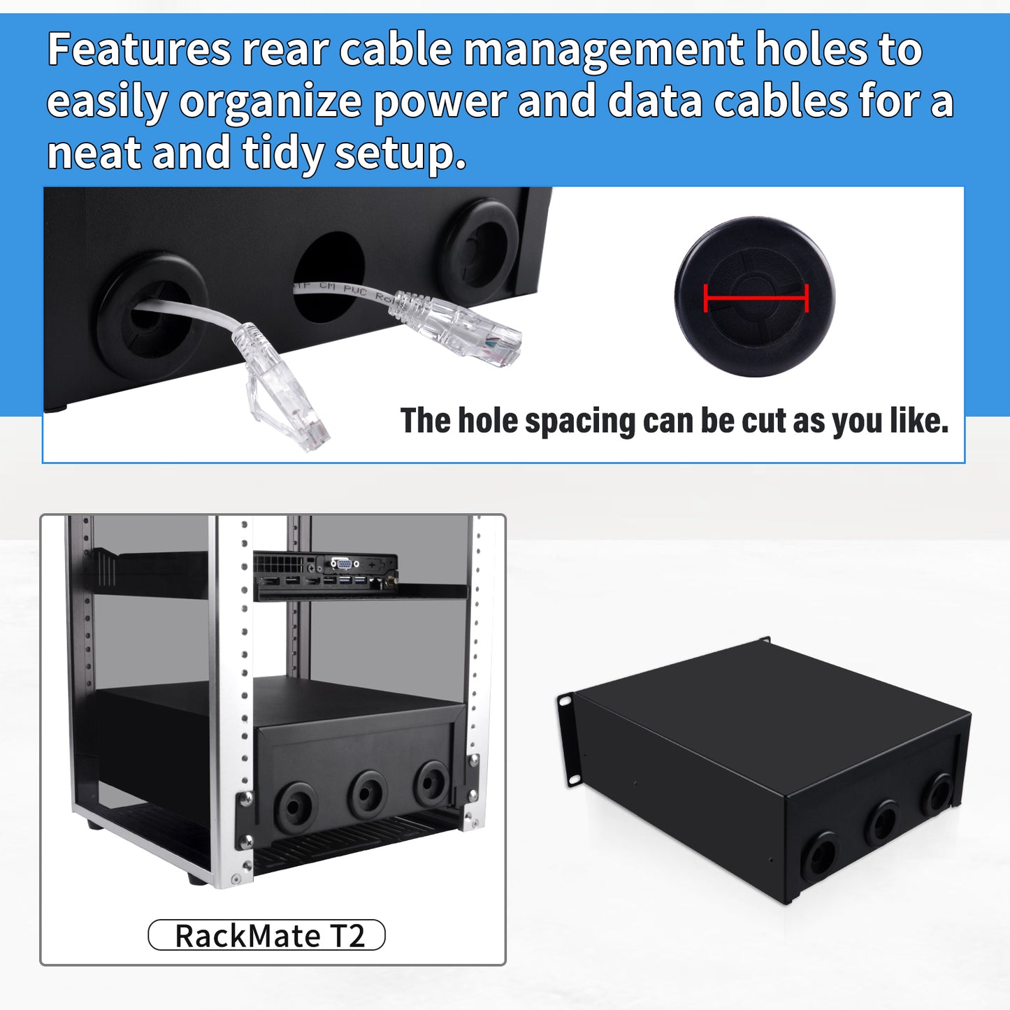 DeskPi RackMate 2U Rackmount Lockable Drawer, 10 Inch Server Cabinet Case Rack Mount for T2 Server Cabinets