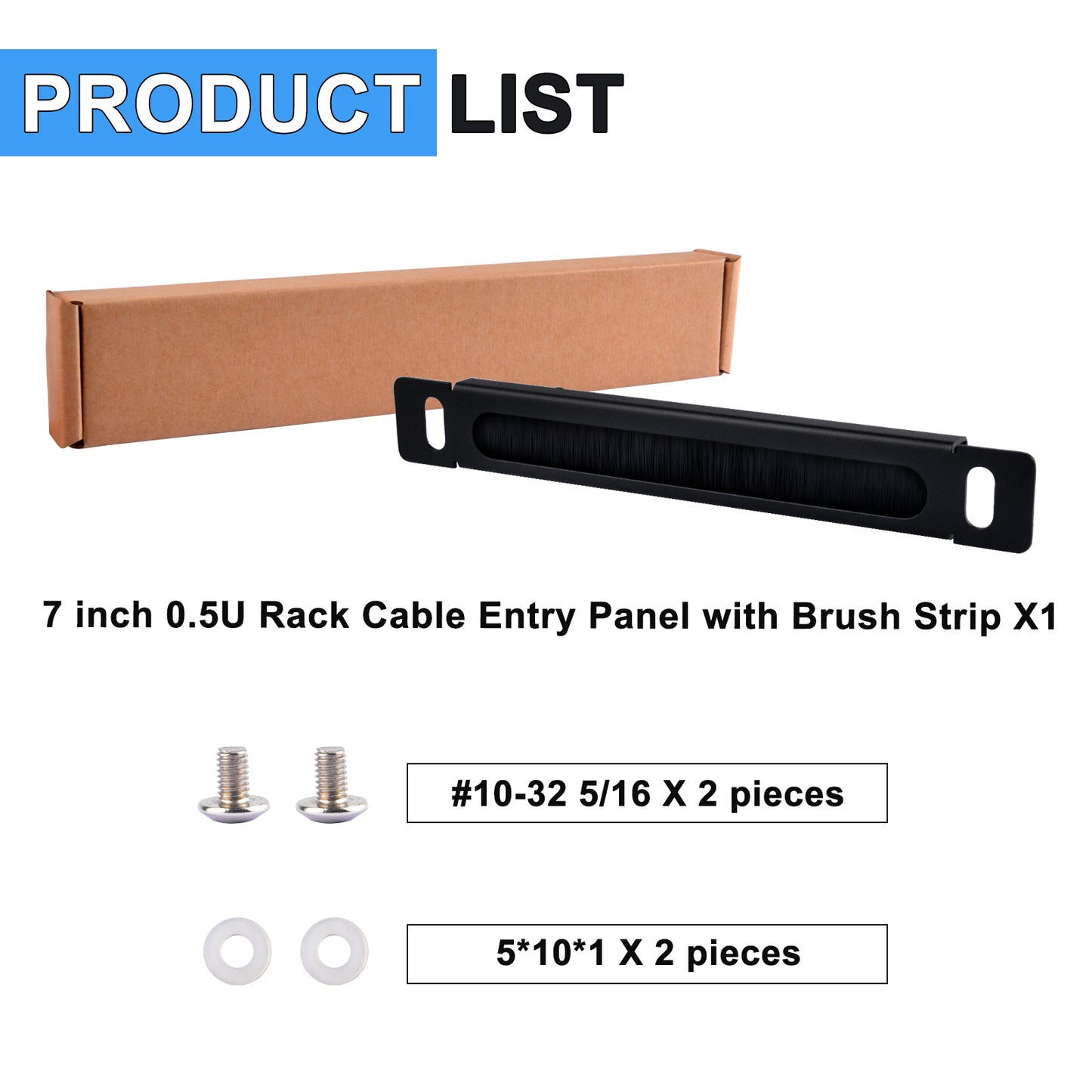 DeskPi RackMate 7-inch 0.5U Rack Cable Entry Panel with Brush Strip for TT Server Rack/Network Cabinet