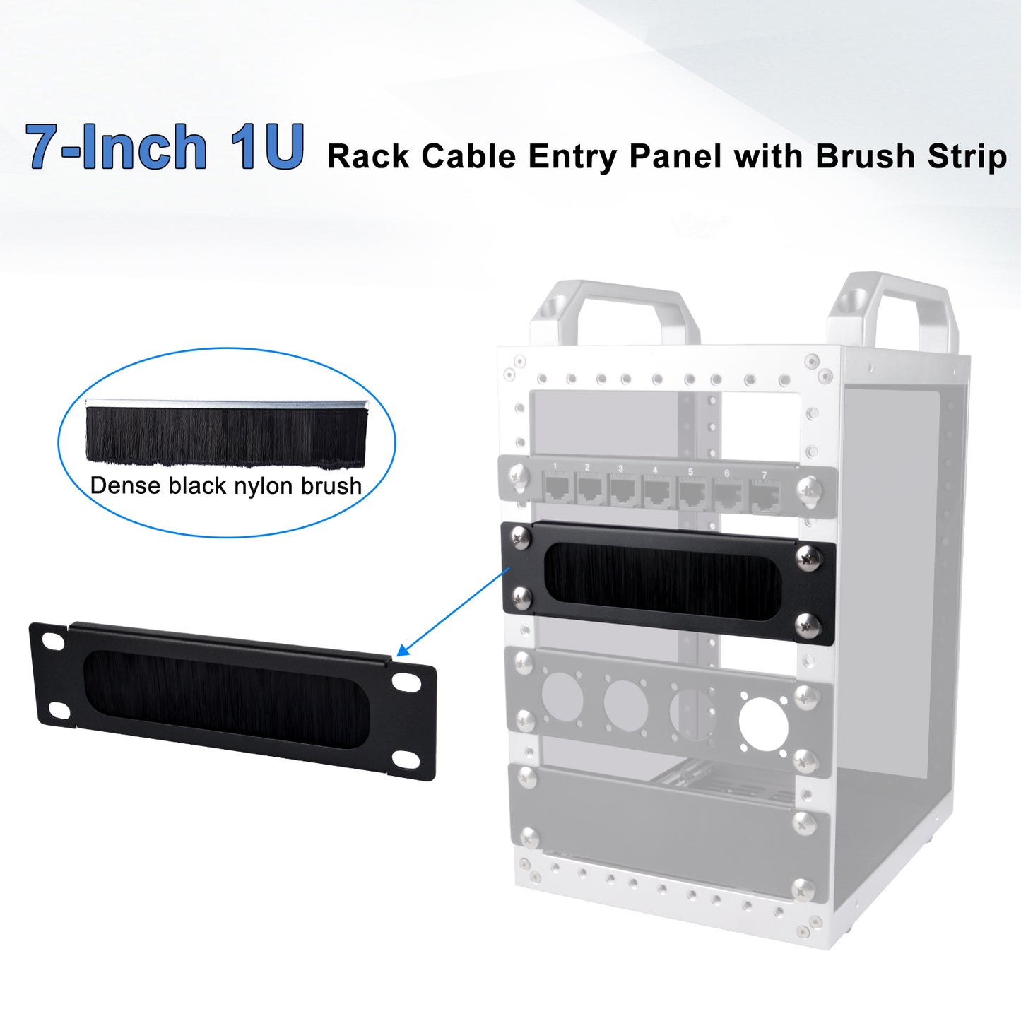 DeskPi RackMate 7-Inch 1U Rack Cable Entry Panel with Brush Strip for TT Server Cabinet