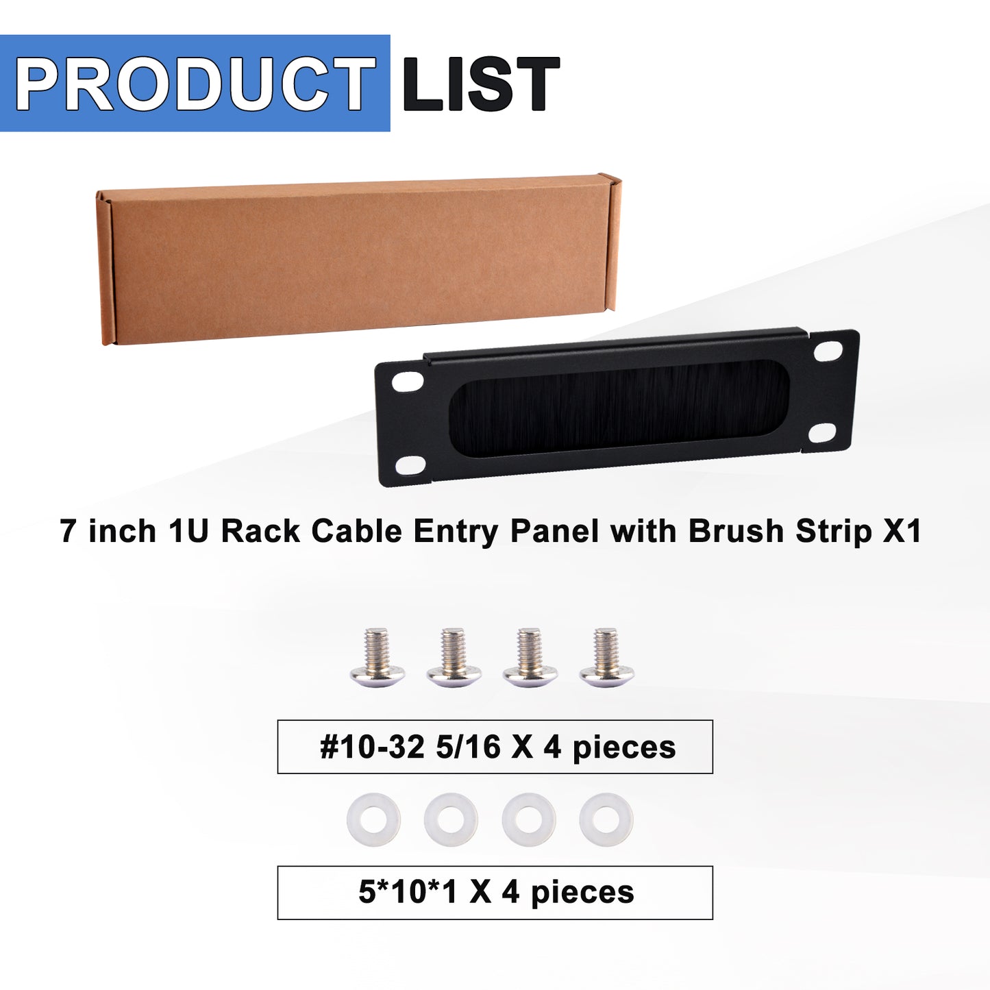 DeskPi RackMate 7-Inch 1U Rack Cable Entry Panel with Brush Strip for TT Server Cabinet
