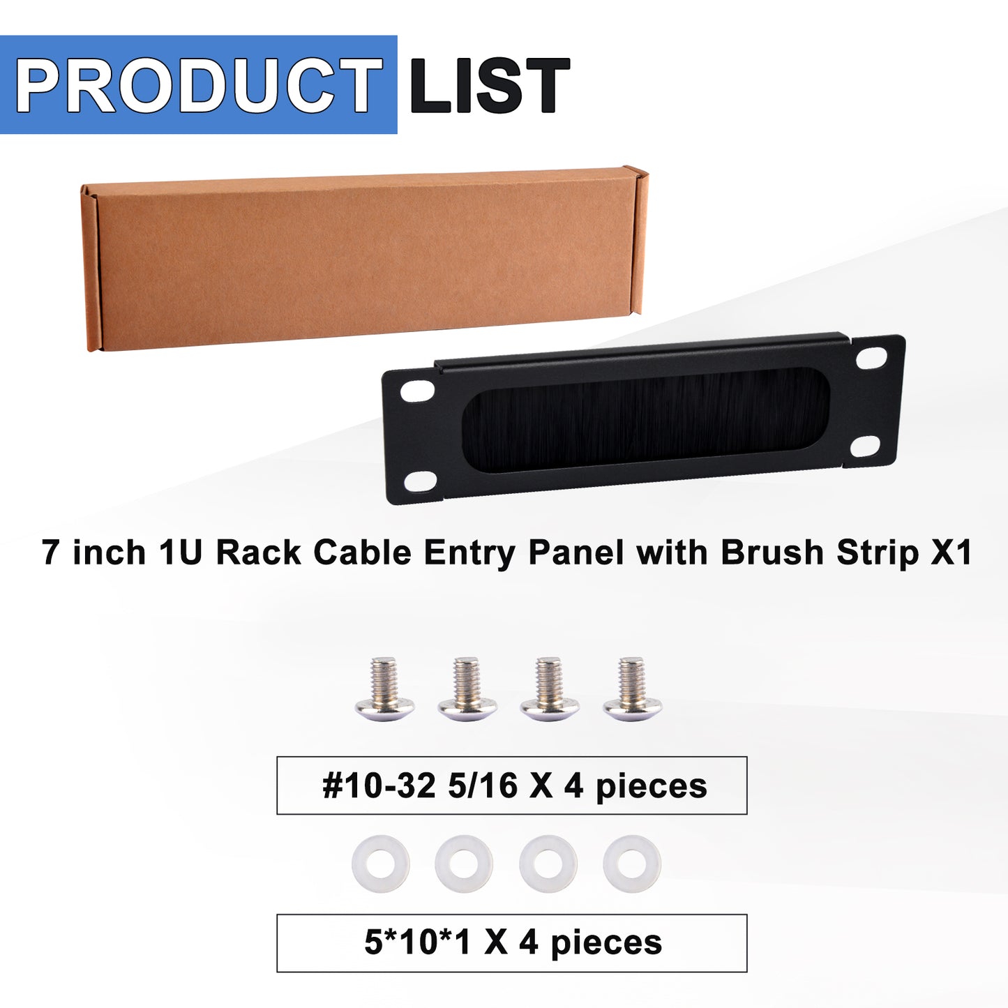 DeskPi RackMate 7-Inch 1U Rack Cable Entry Panel with Brush Strip for TT Server Cabinet