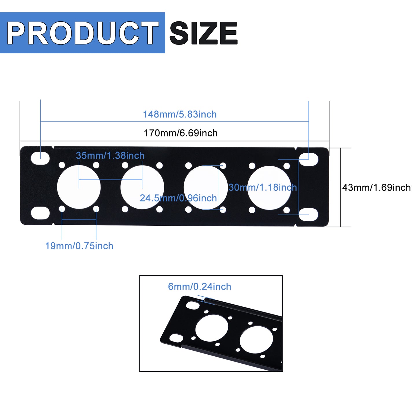 DeskPi Rackmate 7-Inch D-type Patch Panel Rack Mount with 4 Ports for TT Server Rack/Network Cabinet