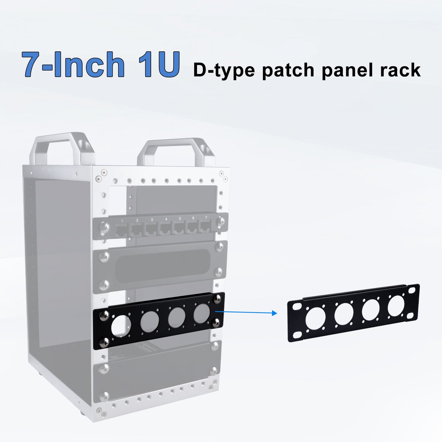DeskPi Rackmate 7-Inch D-type Patch Panel Rack Mount with 4 Ports for TT Server Rack/Network Cabinet
