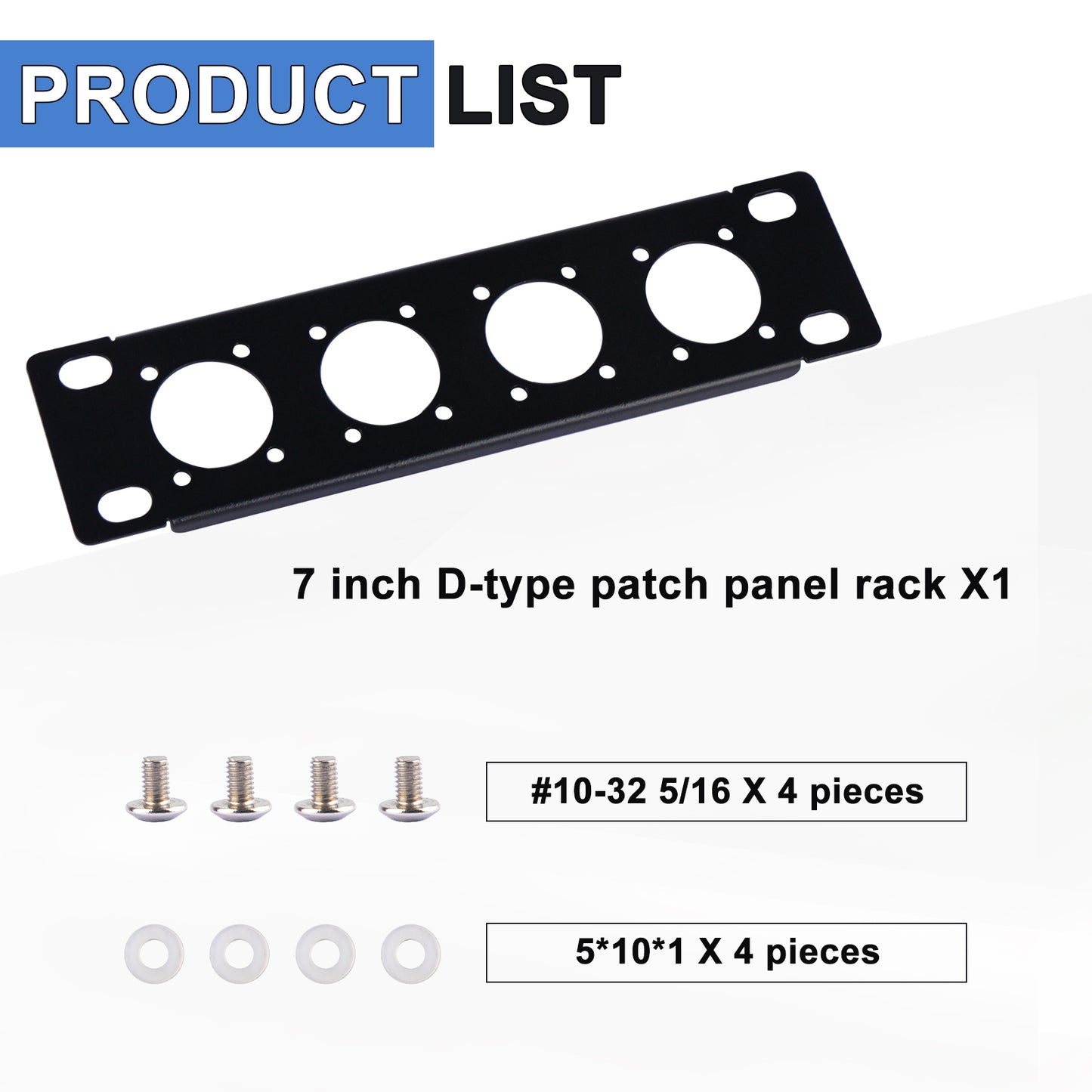 DeskPi Rackmate 7-Inch D-type Patch Panel Rack Mount with 4 Ports for TT Server Rack/Network Cabinet