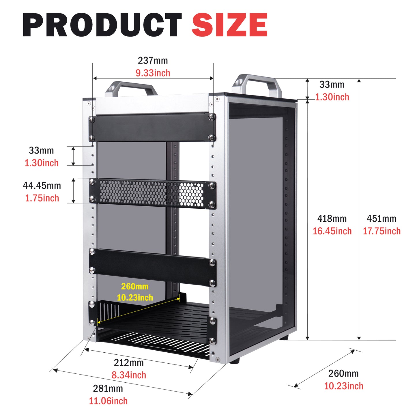 DeskPi RackMate T1-Plus Rackmount, 10-inch 8U Server Cabinet for Network, Servers, Audio and Video Equipment