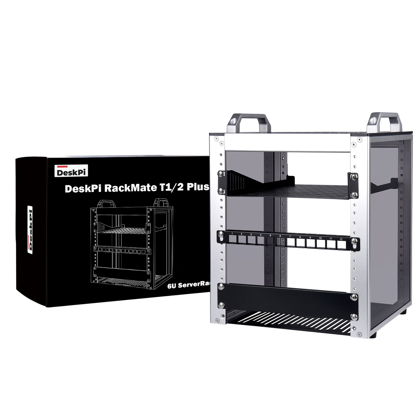 DeskPi RackMate T1/2 Plus Rackmount, 6U Server Cabinet for 10 inch Network, Servers, Audio, and Video Equipment