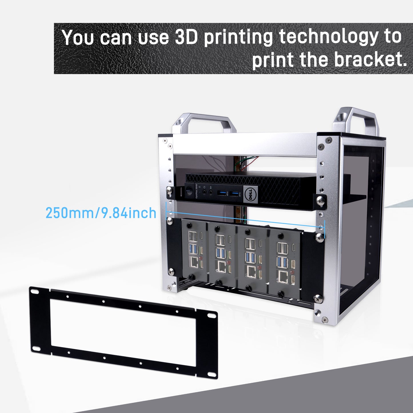 DeskPi Rackmate Accessories 10 inch 2U Rack Mount For DIY Project, supports Installation of T0/T1/T2